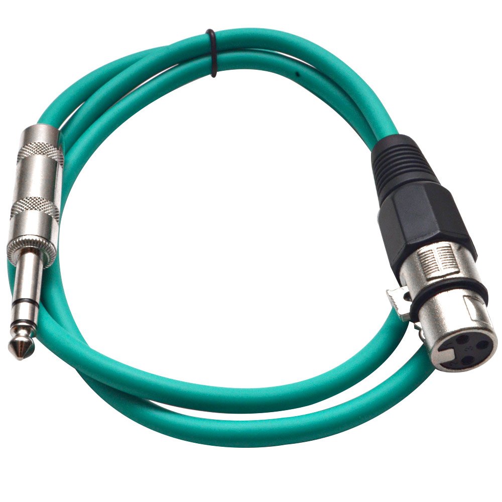 Seismic Audio - SATRXL-F2 - Green 2 XLR Female to 1/4 TRS Patch Cable