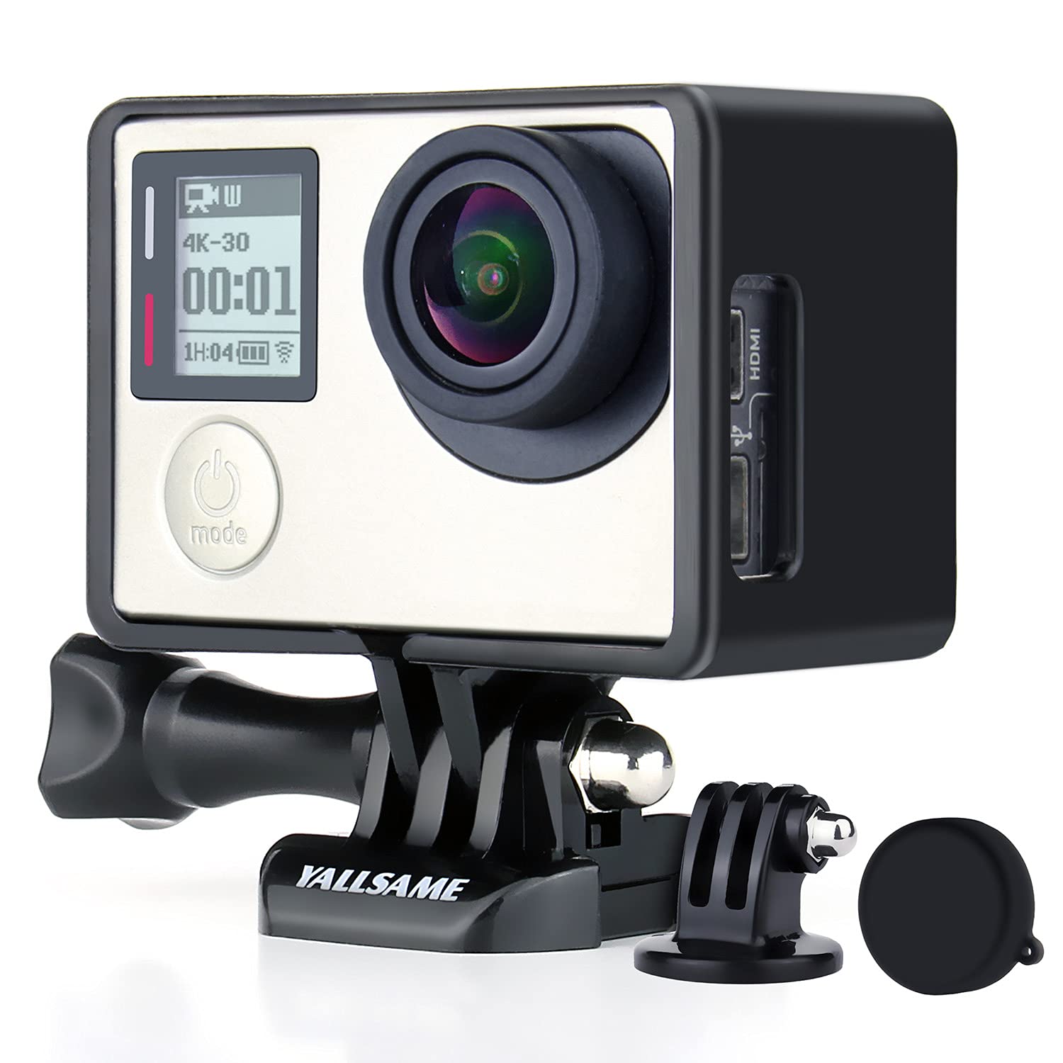 Yallsame Frame Mount Protective Bacpac Housing Case With Lens Cap For Gopro Hero 4 Black/Hero 4 Silver/Hero 3+ / Hero 3 Action C