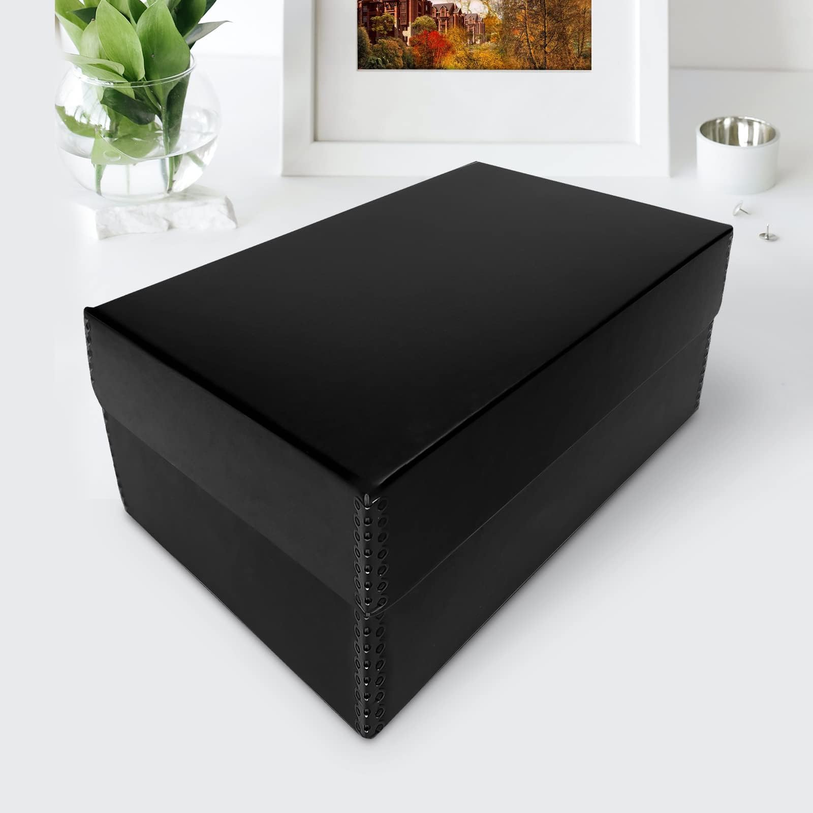 Lineco, Black Hinged Lid Photo Box 5.5''X7.75''X12'' Archival Acid-Free. Holds Up To 1100 Of 4X6 Or 5X7 Pictures, Art. Preserves