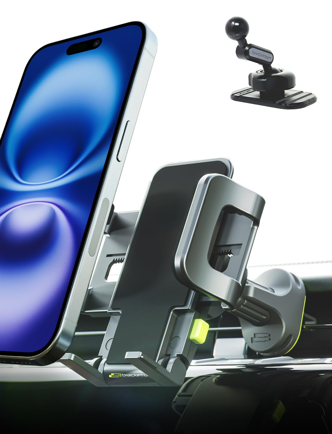 Bracketron Car Phone Holder, Tripgrip Phone Mount For Car Dashboard & Air Vent, 360 Rotation One-Hand Release Car Cell Phone Hol