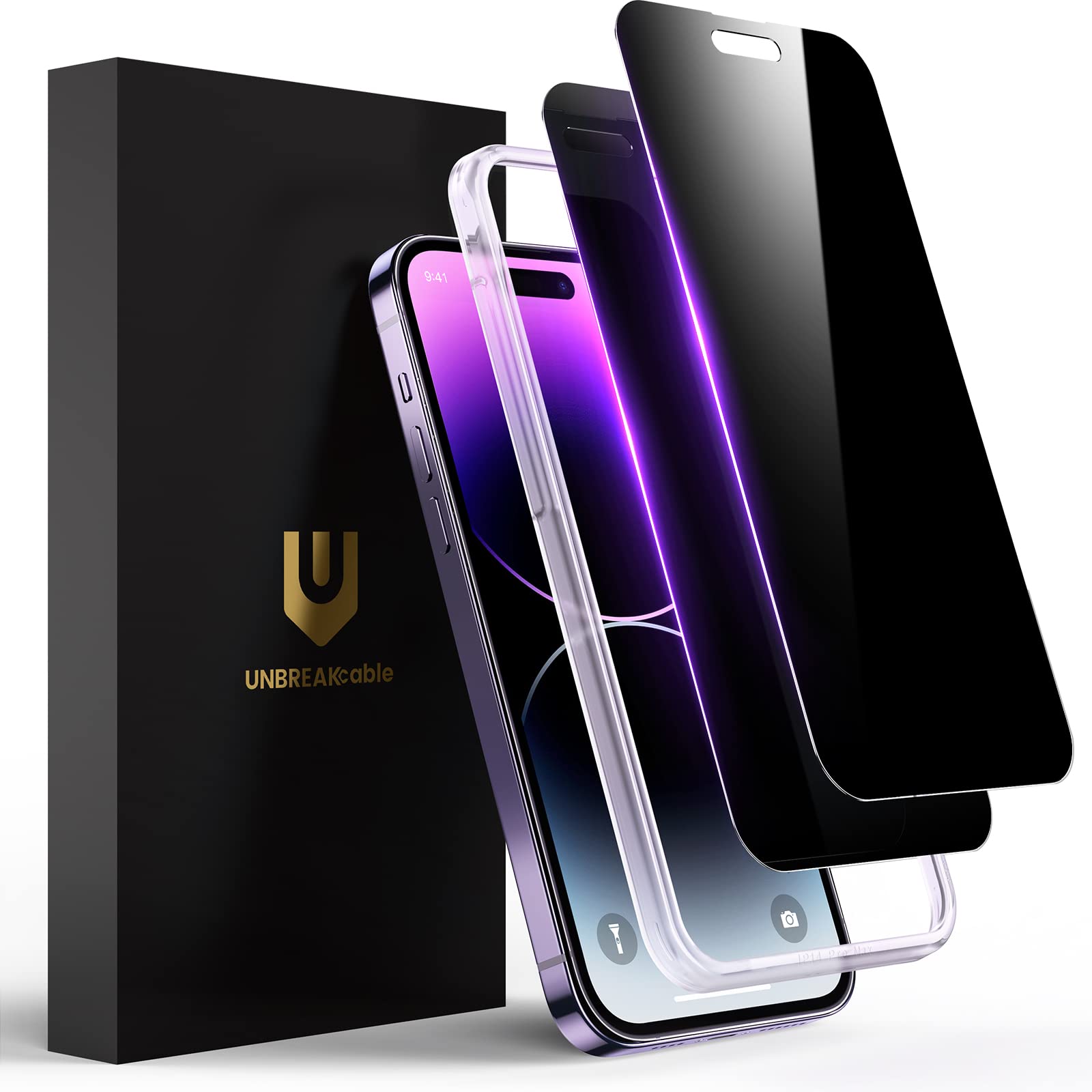 Unbreakcable Privacy Screen Protector For Iphone 14 Pro Max, Shatterproof Tempered Glass True 28Aanti Spy] 9H Hardness] Easy Ins