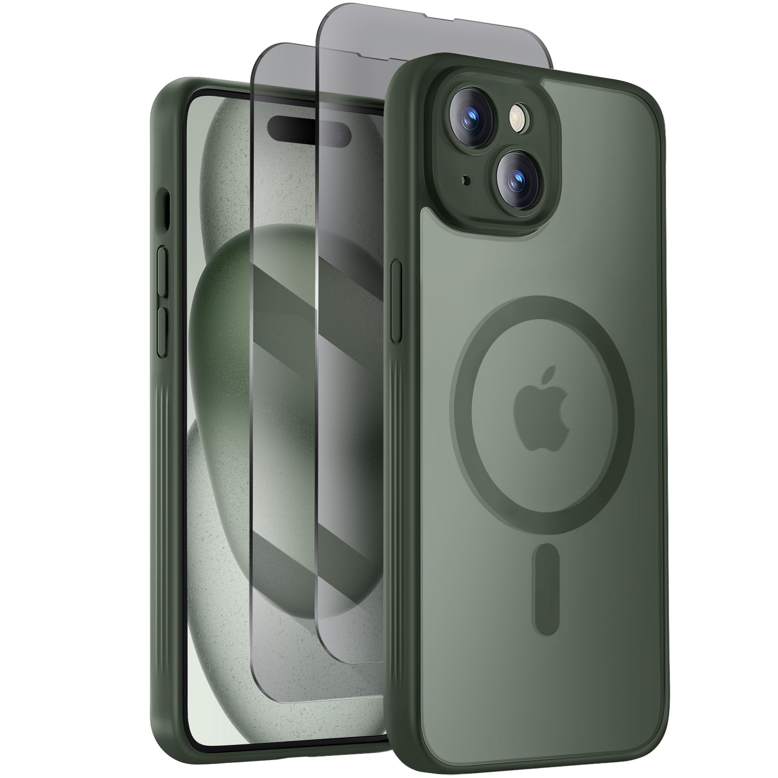 Symcele Designed For Iphone 15 Case, Compatible With Magsafe, With Privacy Screen Protectors X2, [Camera Protection] [15Ft Milit