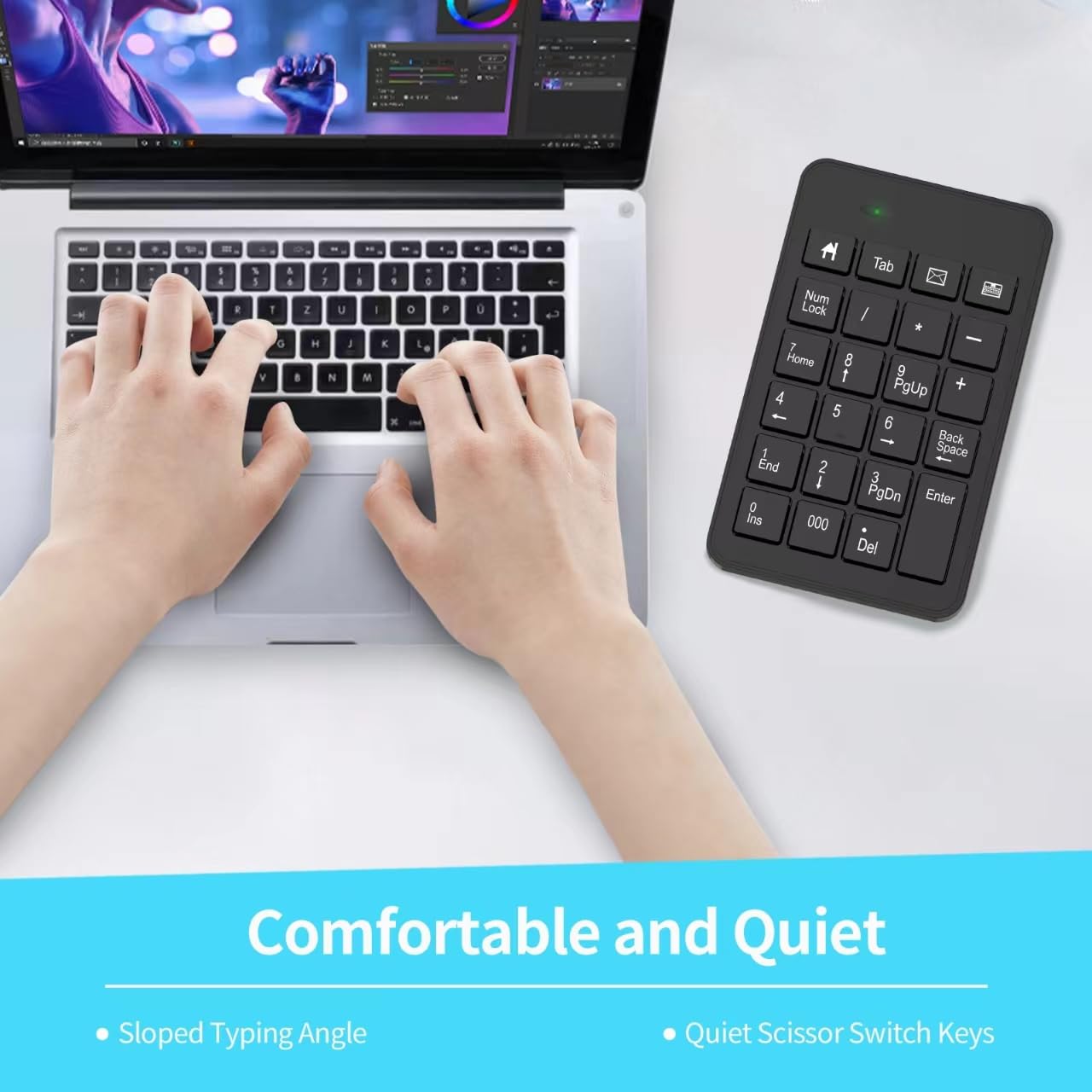 Wireless Number Pad With Battery, Enhanced Efficiency With 23 Keys Numeric Keypad Upgraded Version Of 10 Key Usb Keyboard Financ