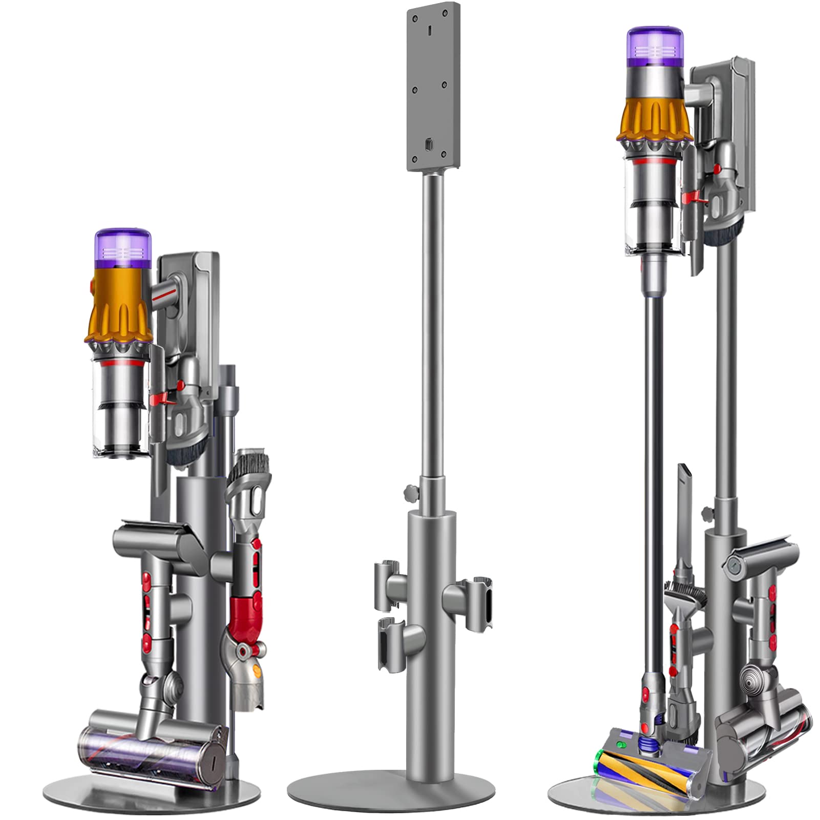Lasvea Height Adjustable Vacuum Stand For Dyson V15, V12,V11, V10,V8,V7   Aluminum Tube Vacuum Rack Organizer, 7.9 Lbs Steel Bas