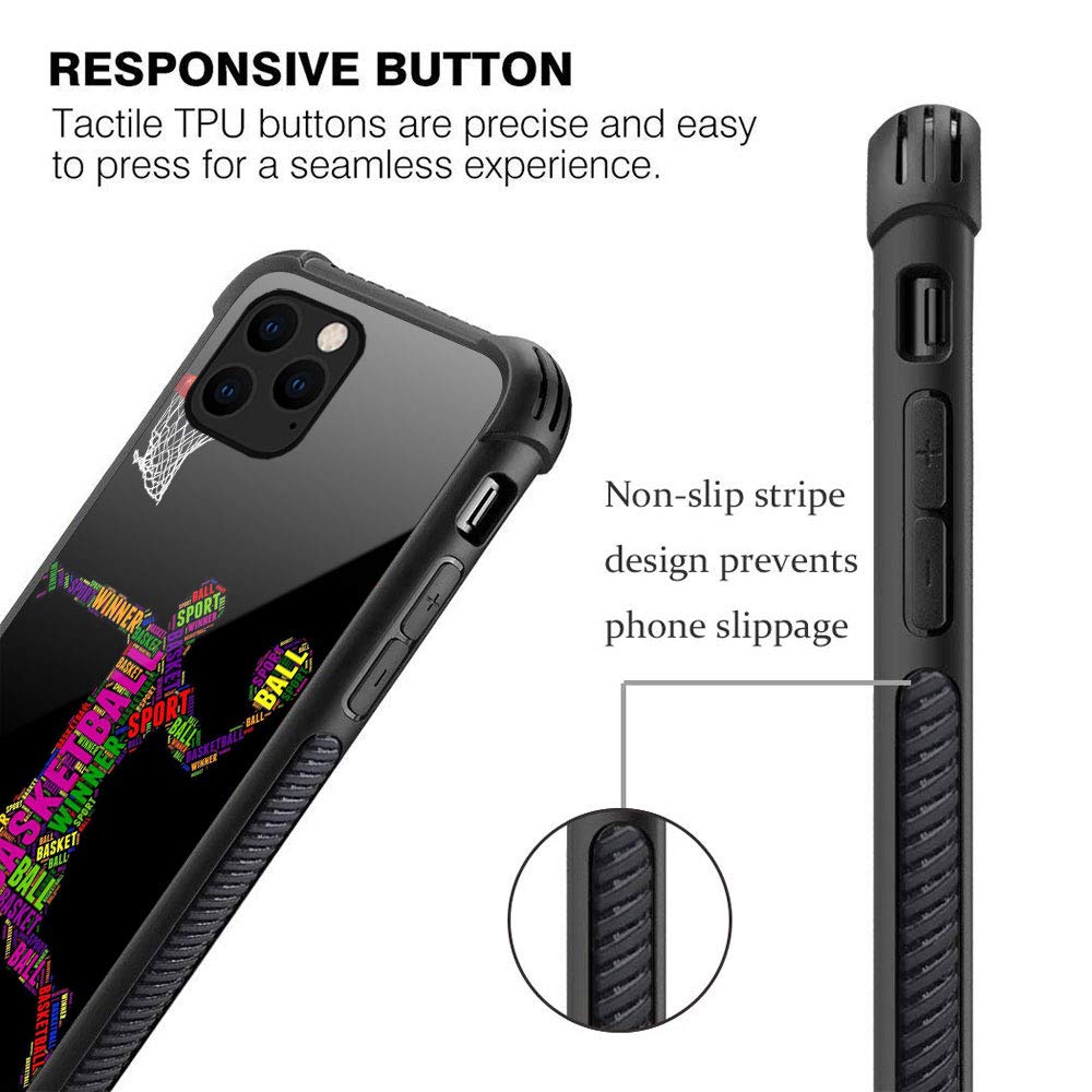 Zhegailian Case Compatible With Iphone 12,Slam Dunk Case For Iphone 12 Pro For Boys Men,Pattern Design Anti Scratch Organic Glas