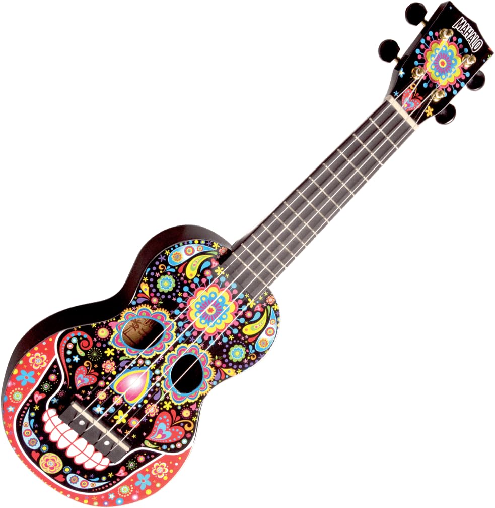 Mahalo Ukuleles Mahalo Art Series, 4-String Ukulele, Right Handed, Day Of The Dead Graphic, Soprano (Ma1Sk Bk)