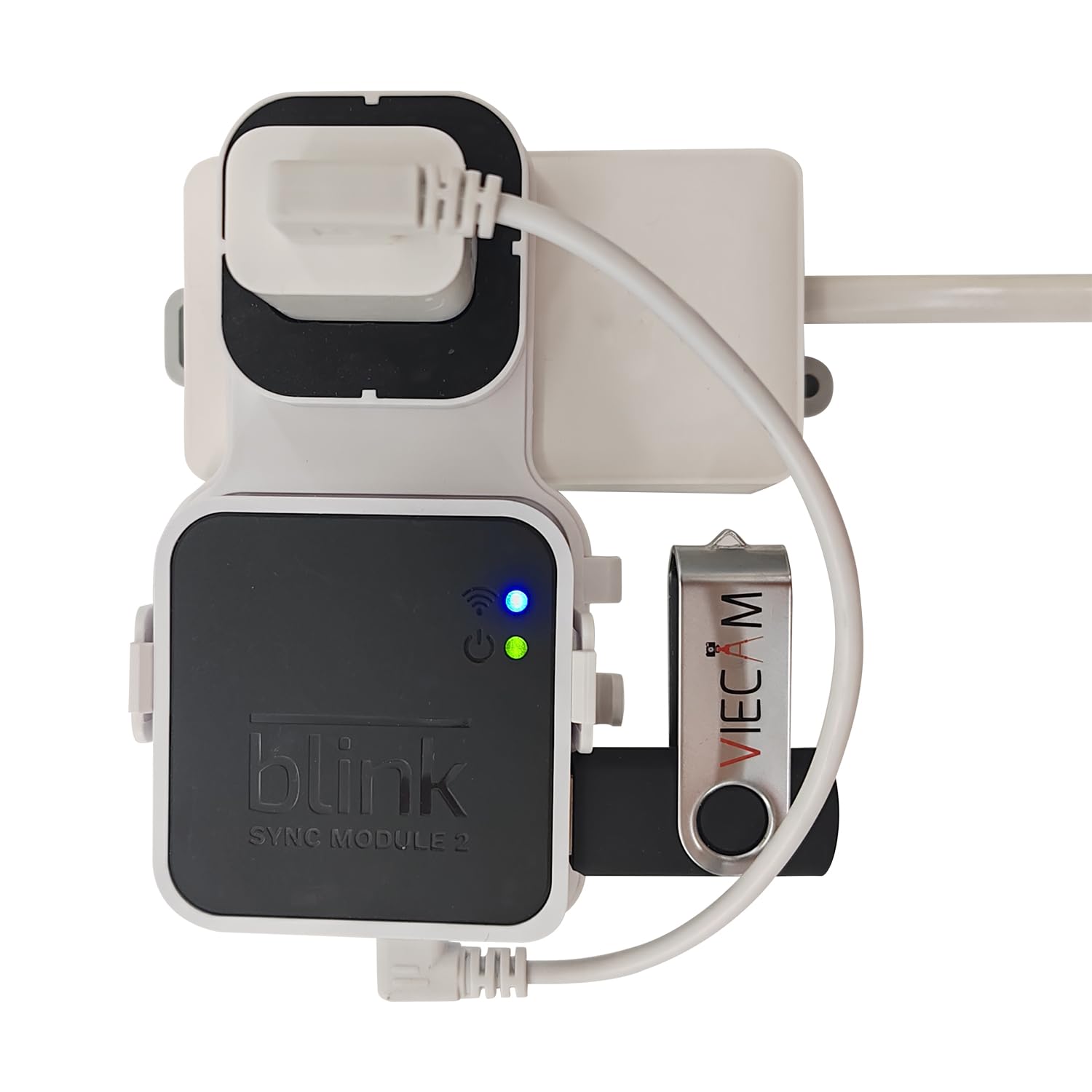 Viecam 128Gb Usb Flash Drive And Outlet Wall Mount For Blink Sync Module 2: Space Saving And Easy Move Mount Bracket Holder For