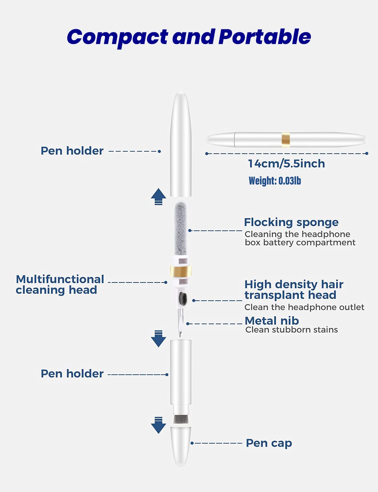 Ahero 4 In 1 Cleaner Kit For Airpods, Cleaning Pen For Earphones, Cleaning Tool For Charging Case And Headphones (Gold)