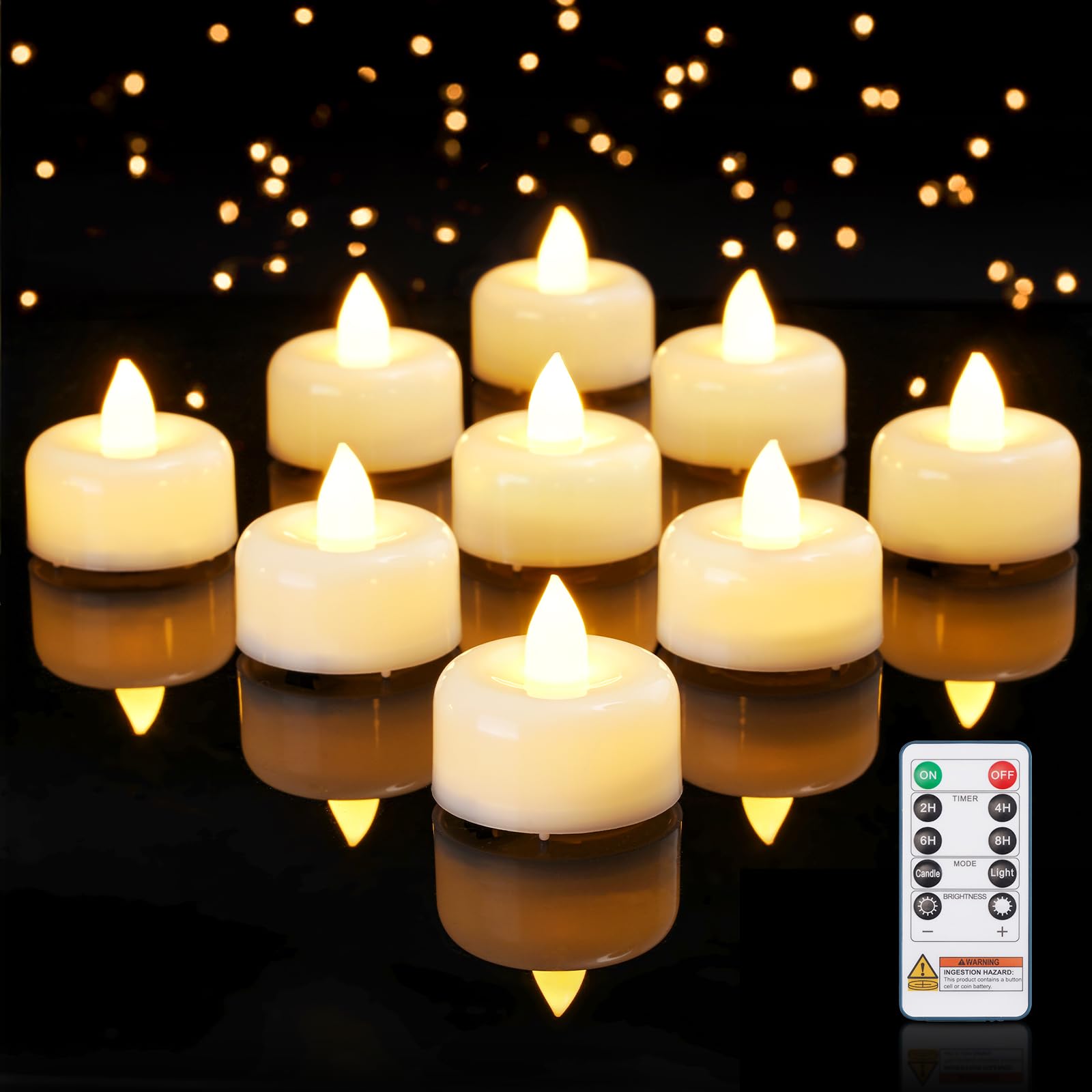 Amagic 12 Pack Remote Candles, Tea Lights With Timer, 400+Hours Flickering Flameless Battery Operated Led Tealights Candles With