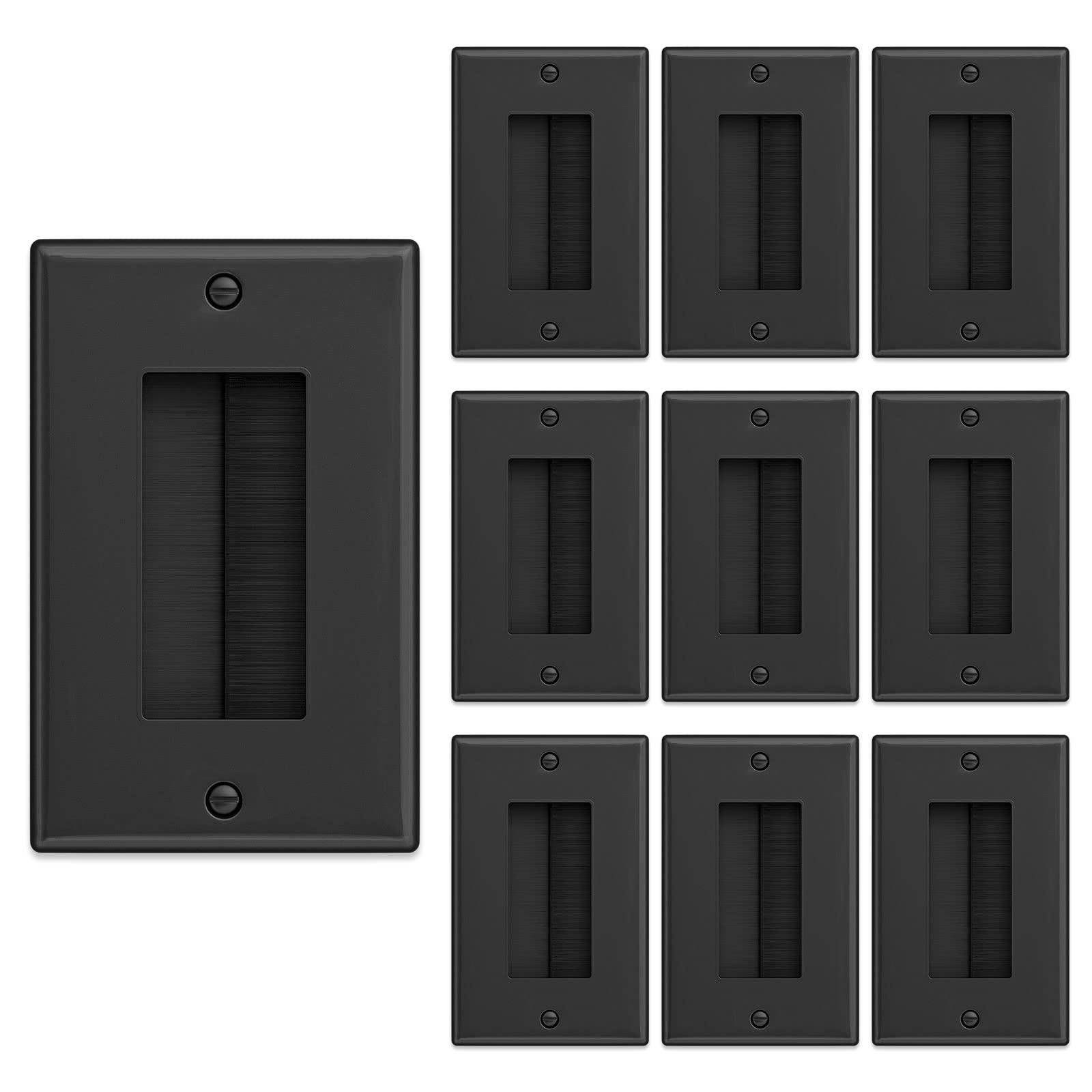 Iwillink Brush Wall Plate (10 Pack), Cable Pass Through Insert For Wires, Single Gang Cable Access Strap, Wall Socket For Hdtv,