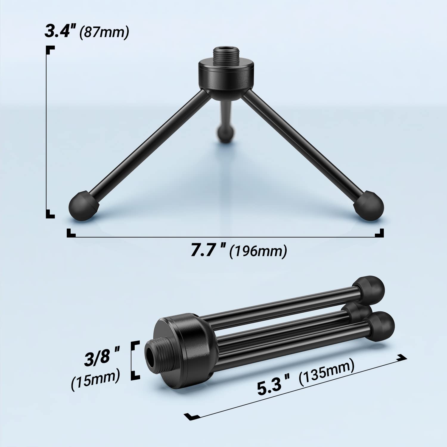 Fifine Tripod Stand For Desktop Microphone With Non-Slip Rubber Feet, Durable Metal Construction, Foldable Desk Mic Stand For Ga