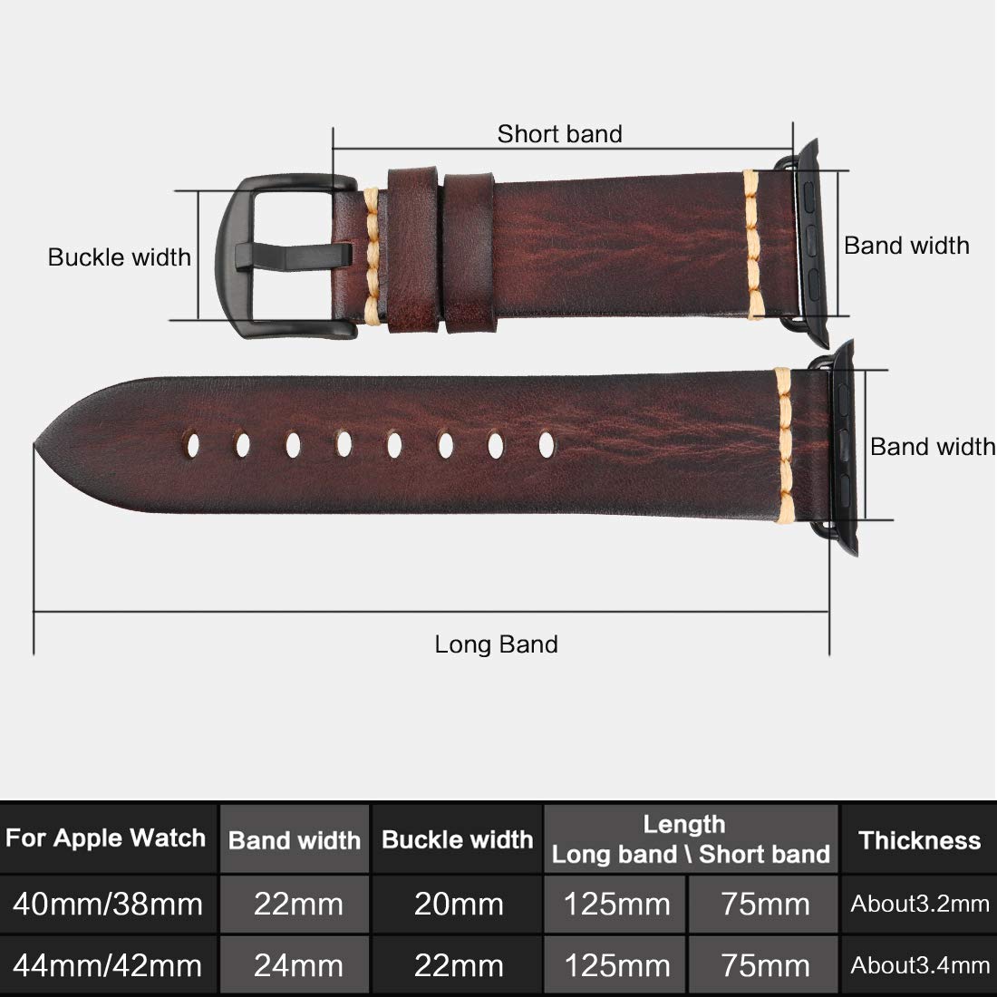 Rezero Compatible With Apple Watch Straps 49Mm 45Mm 44Mm 42Mm 41Mm 38Mm 40Mm, Genuine Leather Wristband Replacment For Iwatch Se