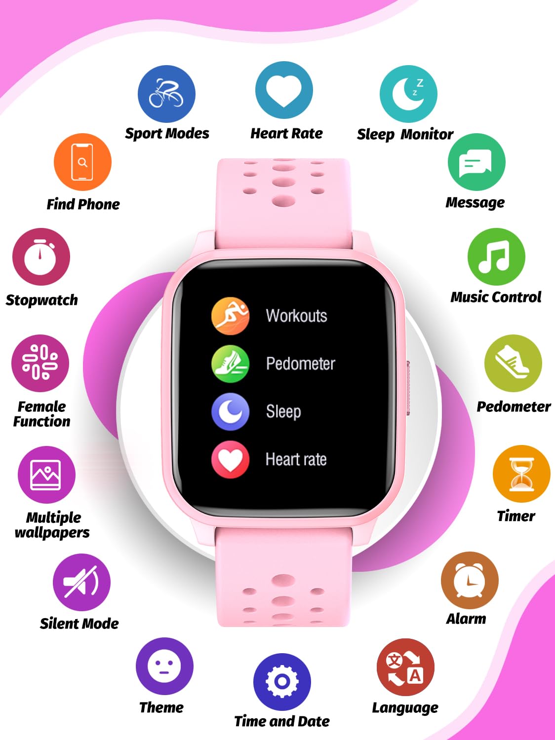 Butele Kids Smart Watch Girls Boys, Smart Watch For Kids Gifts For 4-16 Years Old With Sleep Mode 19 Sports Mode Pedometer Birth