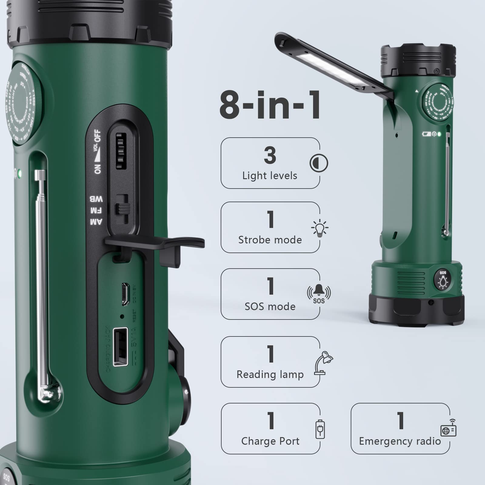 Weather Radio, 3000Mah Noaa Weather Radio With 3 Way Power Sources, Hand Crank Radio Flashlight Cell Phone Charger, Portable Rad