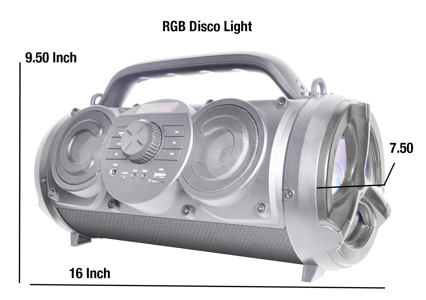 Boytone Bt 18Bk Portable Bluetooth Boombox Speaker, 80W Peak Indoor/Outdoor, Loud Sound, Deeper Bass, Eq, 5' Subwoofer, Tweeter, Fm, 9H Playtime, Usb, Micro Sd, Microphone, Recording, Led Light