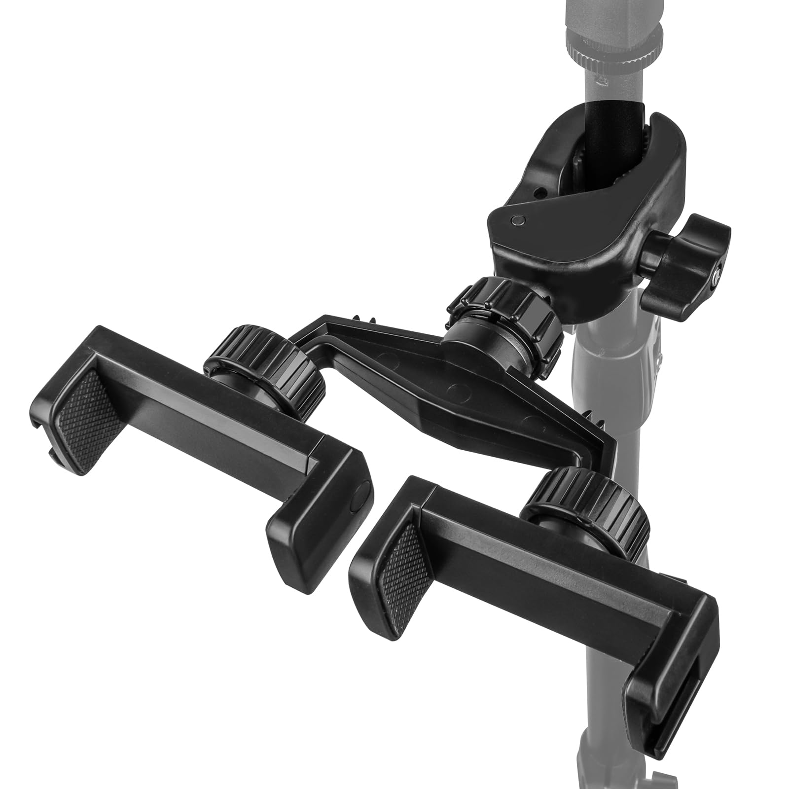 Geekria for Creators Mic Stand Dual Phone Holder, Microphone Stand Cell Phone Holder, Compatible with Apple   Phone 16, 15 Pro, 