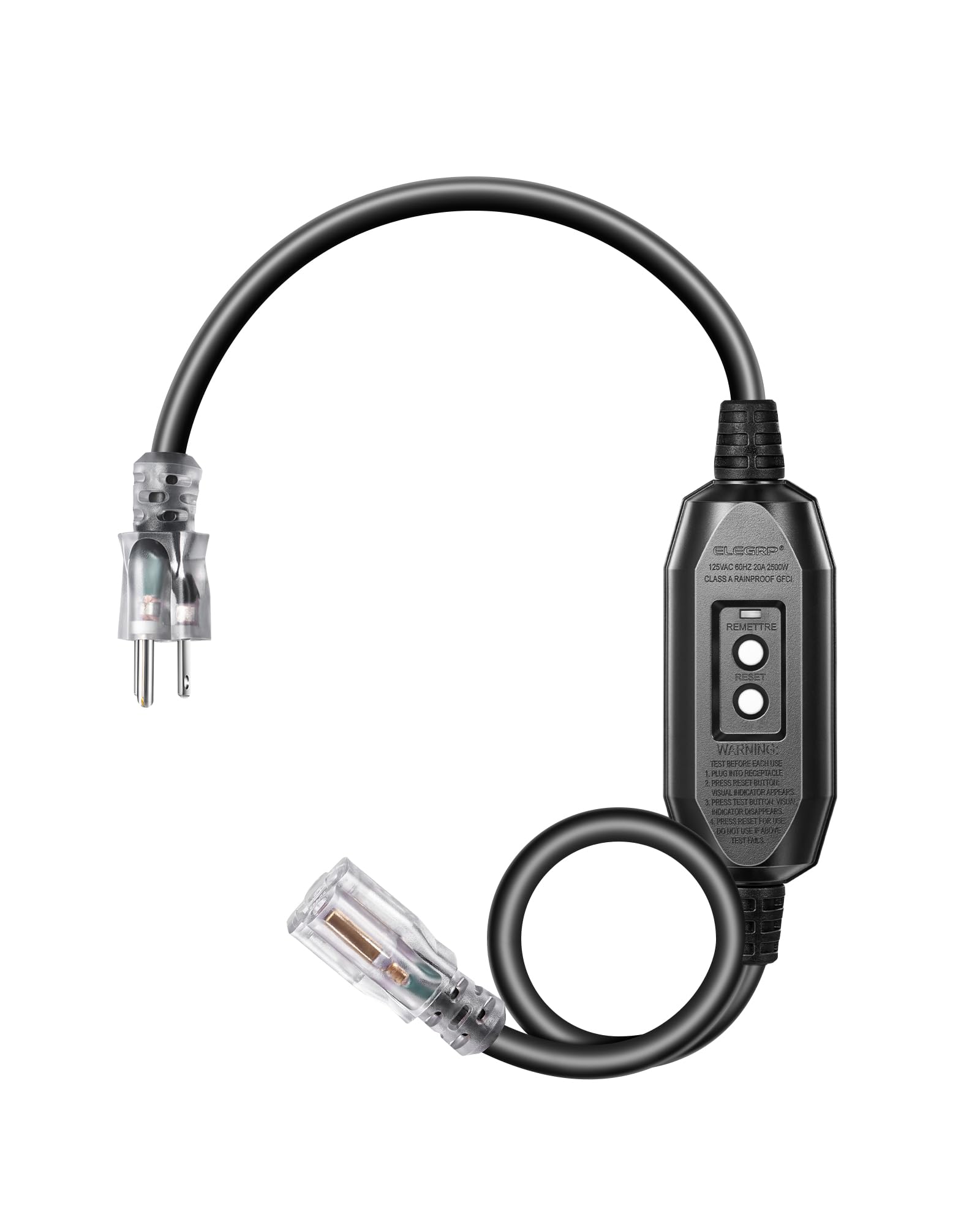 Dewenwils 3Ft Automatic Gfci Extension Cord Outdoor, 12/3 Sjtw Heavy Duty Extension Cord, Power Cord With Led Lighted 3 Prong Pl