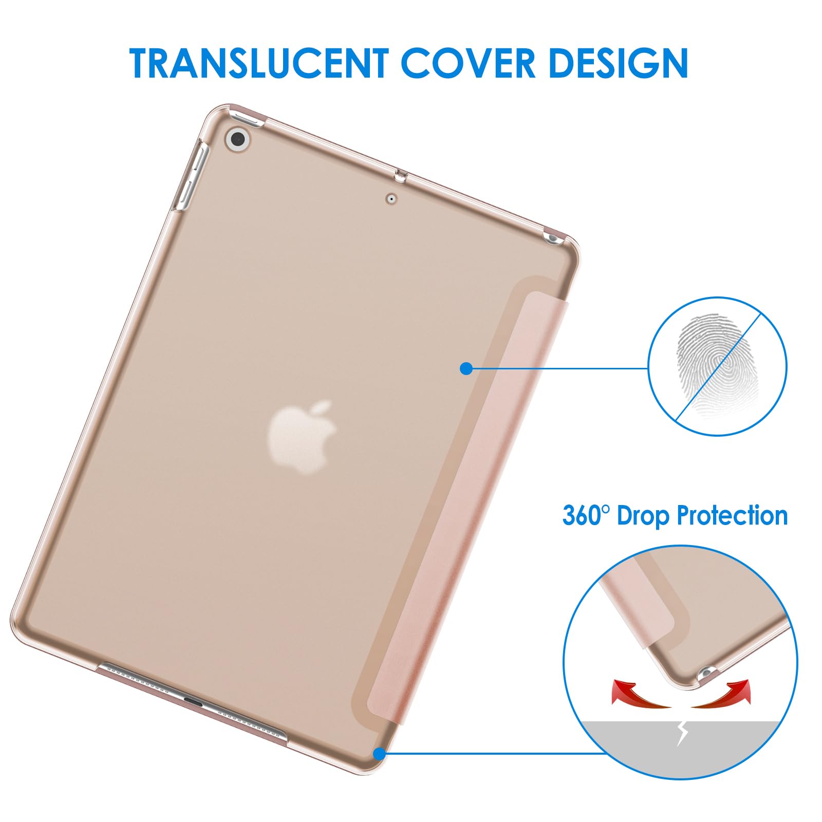 Jetech Case For Ipad 10.2-Inch (2021/2020/2019 Model, 9/8/7 Generation), Auto Wake/Sleep Cover (Rose Gold)