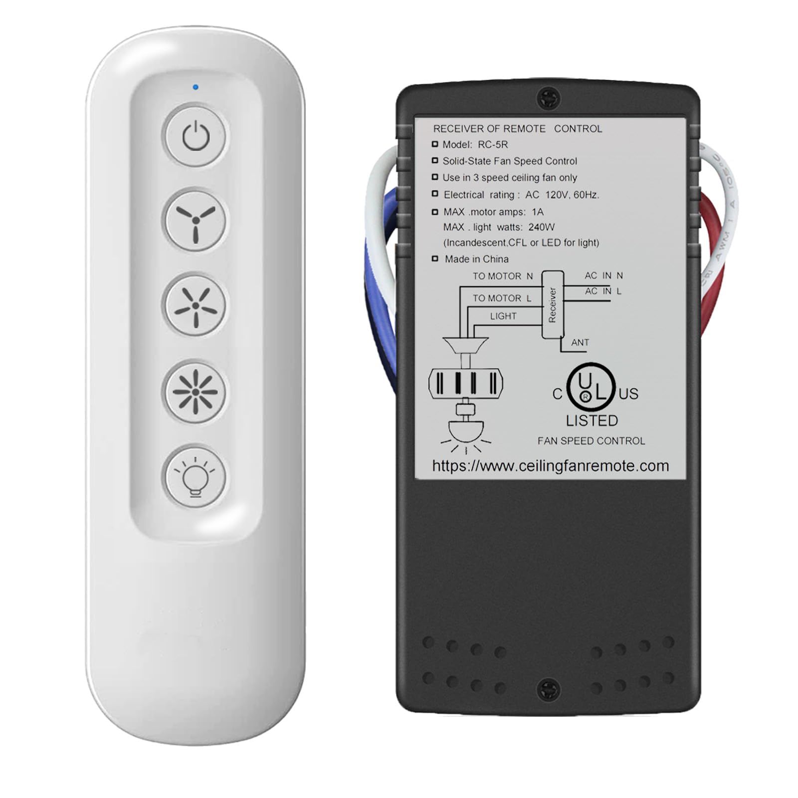 Universal Ceiling Fan Remote Control Kit For Replaced, Replacement For Harbor Breeze Hampton Bay Litex, 3 Speed Light Dimmer, Su