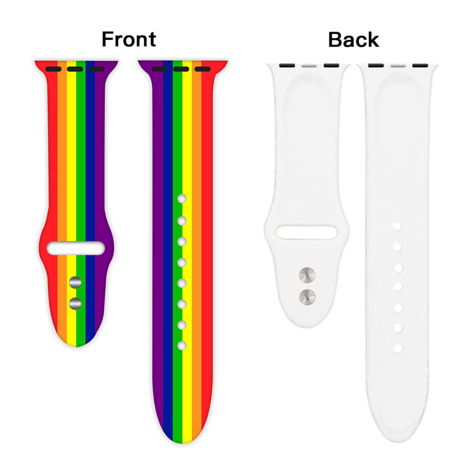 Rainbow Pride Lgbtq Flag Watch Band Compatible With Apple Watch 38Mm 40Mm 41Mm 42Mm 44Mm 45Mm For Women Men Gifts Sport Silicone