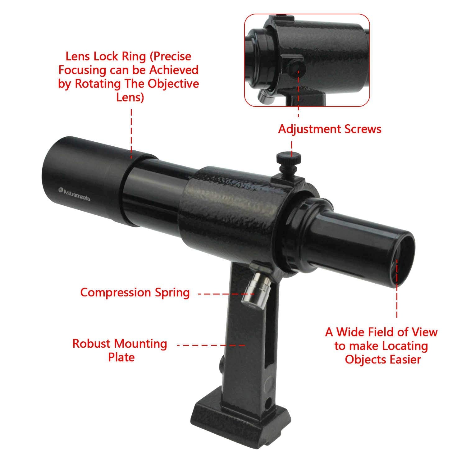 Astromania 6X30 Finder Scope, Black   Allowing Many Astronomical Objects To Become Visible To Your Eye