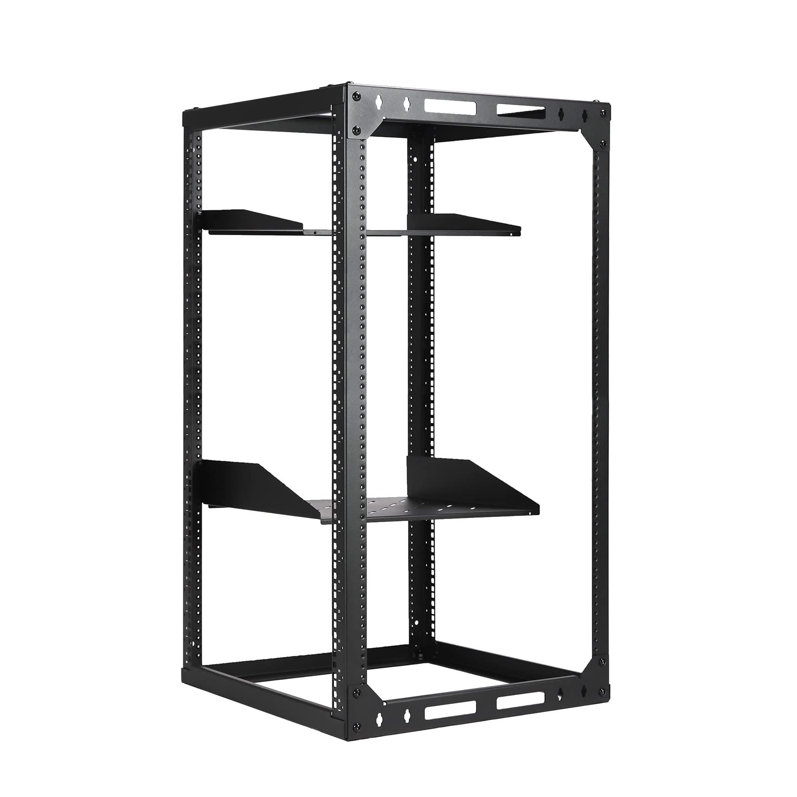 Aeons 20U Open Frame Network Server Rack 19 Inch 4 Post Av Rack With Casters For Floor Standing And Wall Mount, Side Load For Ex
