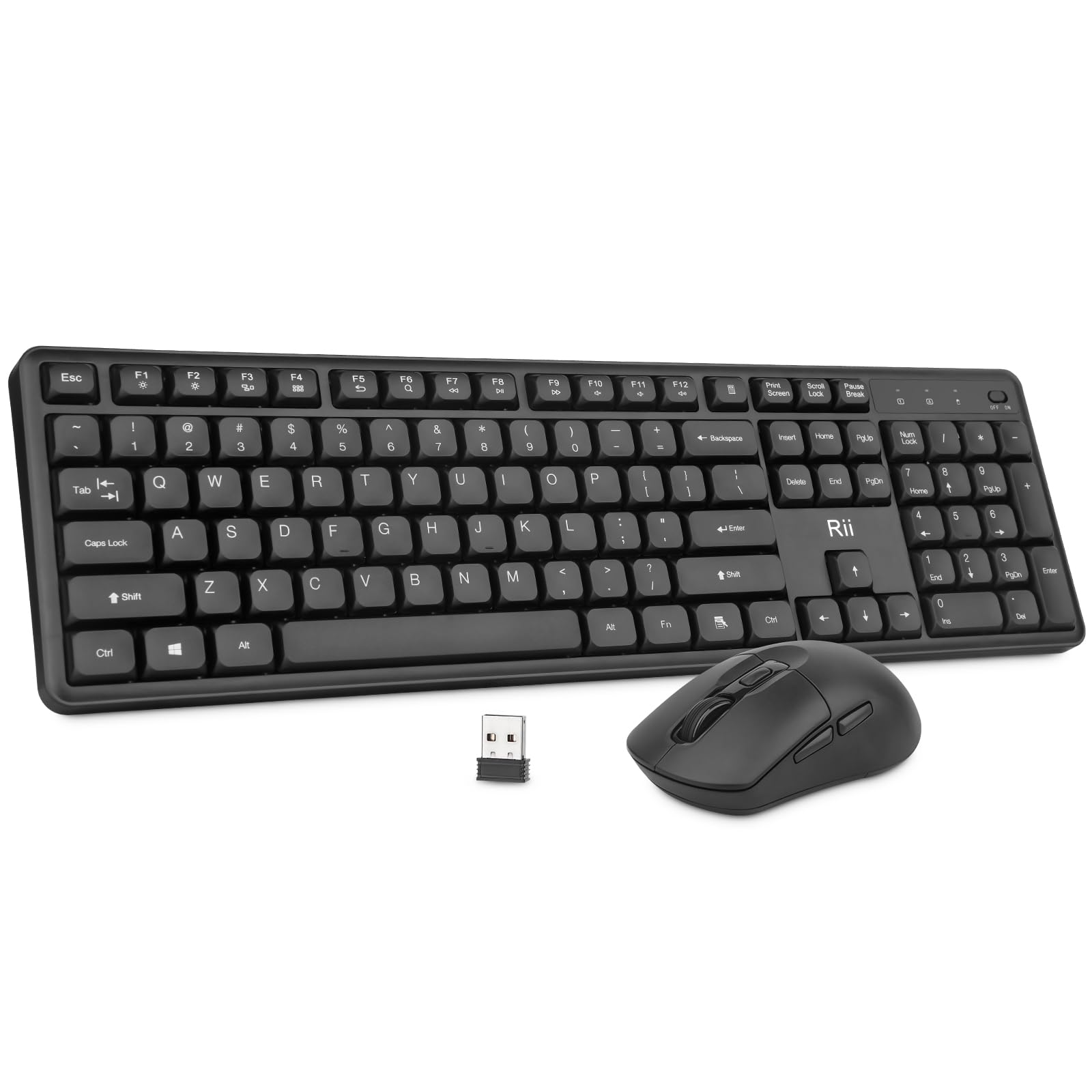 Wireless Keyboard and Mouse Combo, 2.4G FullSized Silent Ergonomic Keyboard and Adjustable 5000 DPI Mouse, Wireless Keyboard Mo