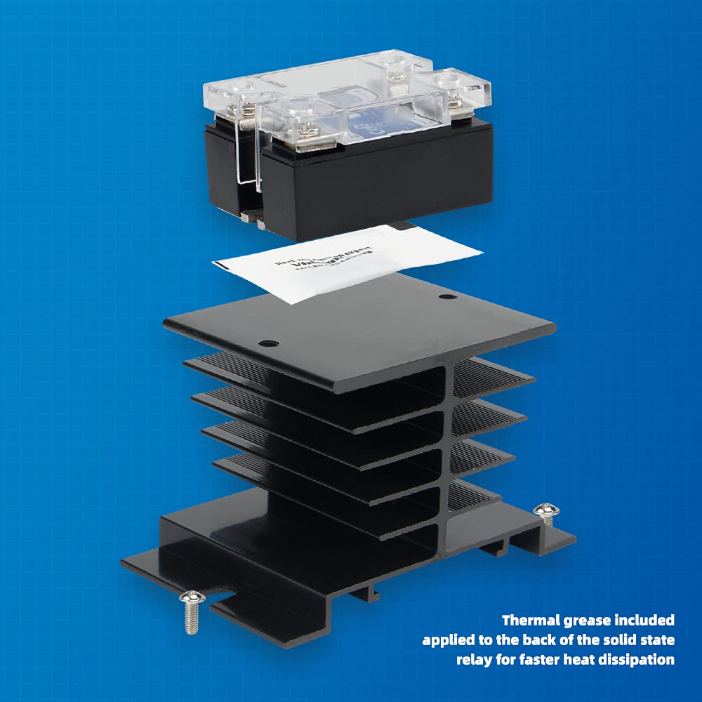 Cgele 1Pcs Aluminum Heat Sink Ssr Black Radiator Dissipation For Single Phase Solid State Relay 10A,25A,40A