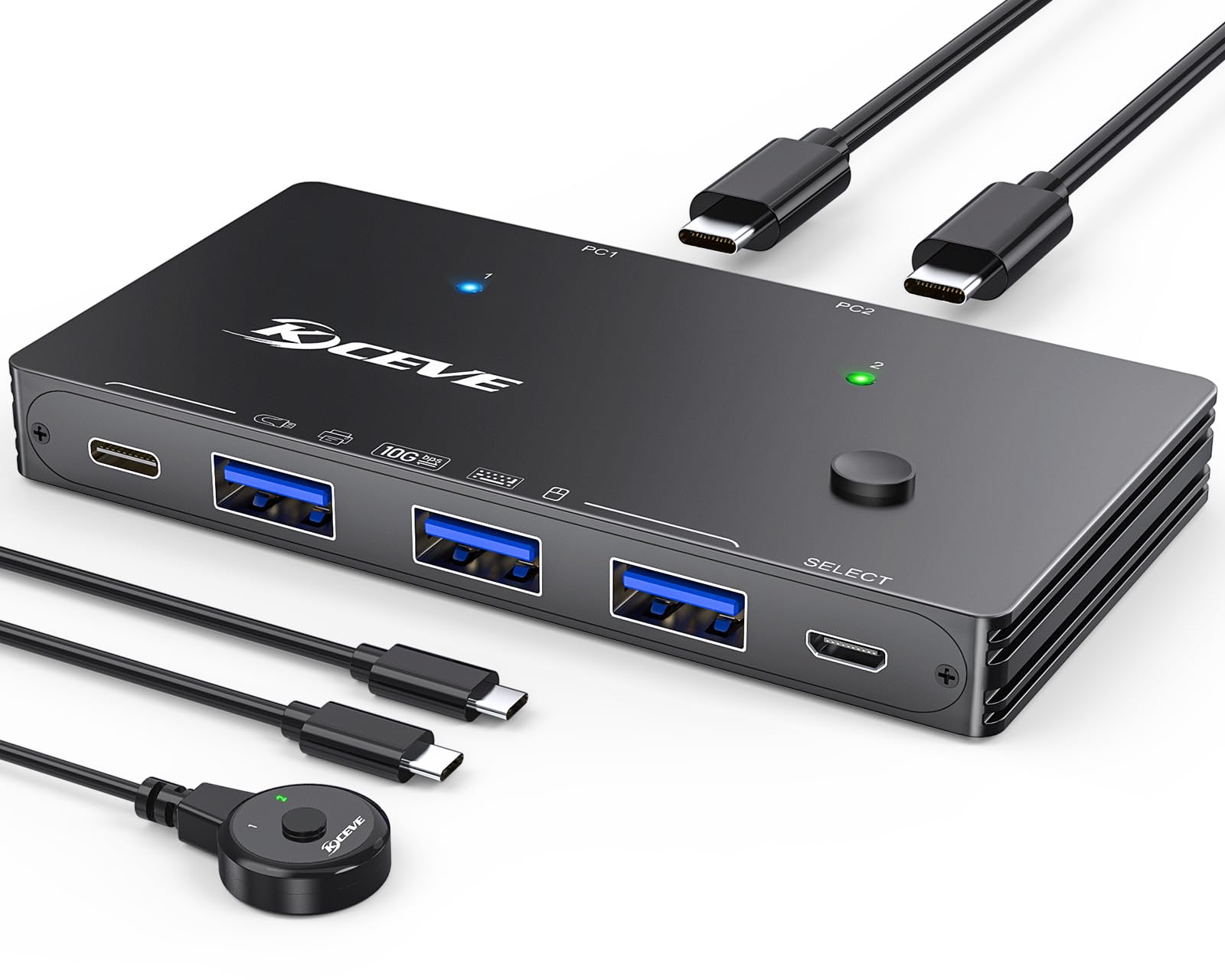 10Gbps Usb Switch 2 Computers Share 4 Usb 3.2 Gen 2 Ports, Mleeda Usb Switcher Selector For Pc Laptop Keyboard Mouse Webcam Port