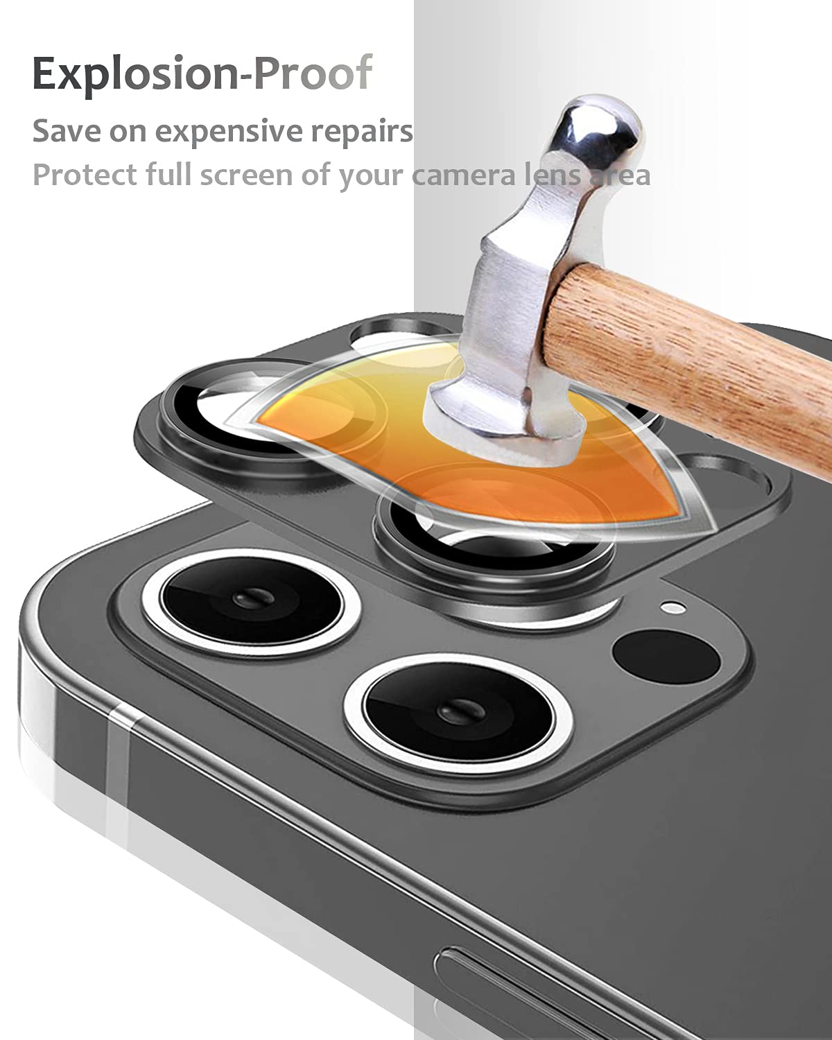 [2 Pack] Tamoria Compatible For Iphone 13 Pro / 13 Pro Max Camera Lens Protector Metal Plus Tempered Glass Camera Cover Support