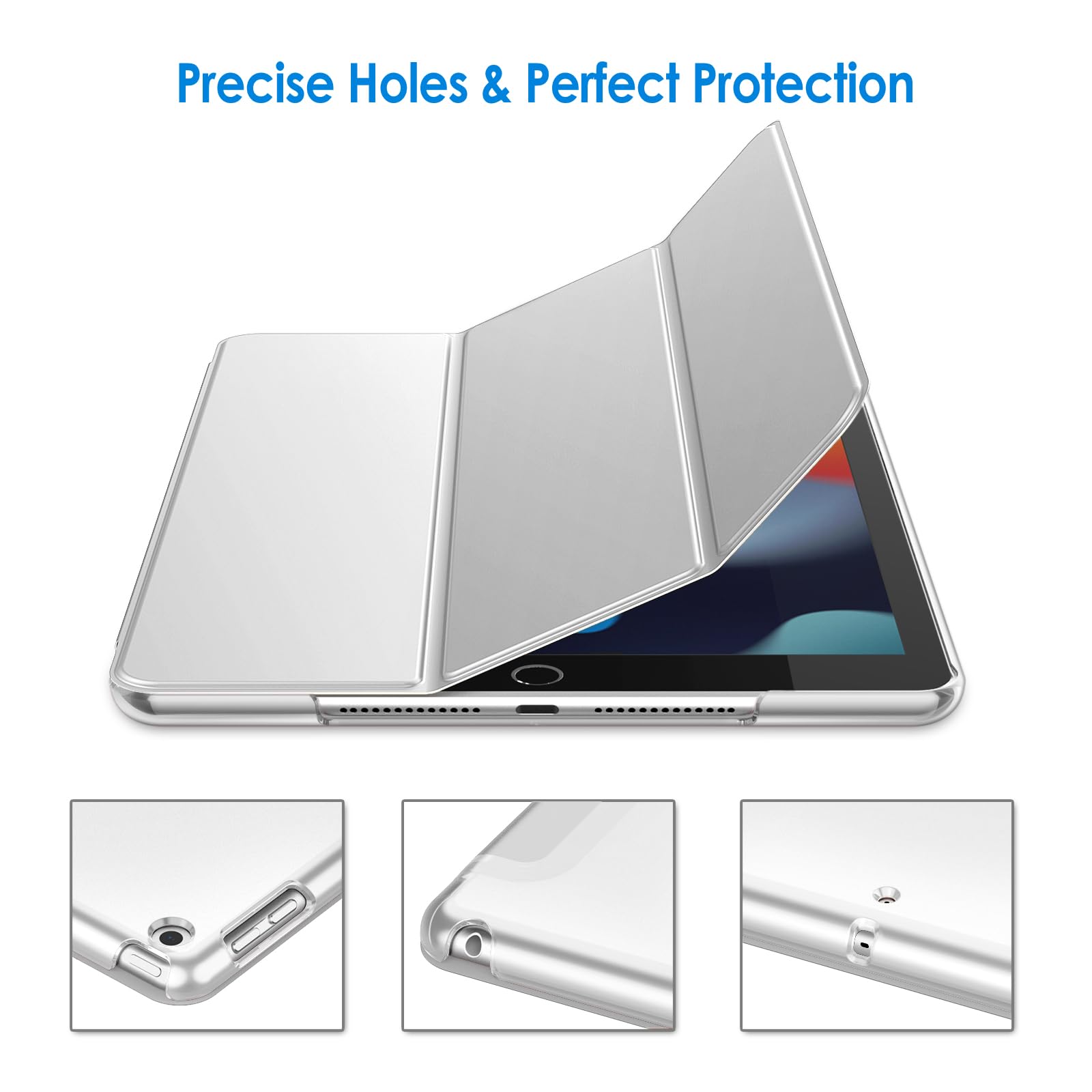 Jetech Case For Ipad 10.2-Inch (2021/2020/2019 Model, 9/8/7 Generation), Auto Wake/Sleep Cover (Silver)