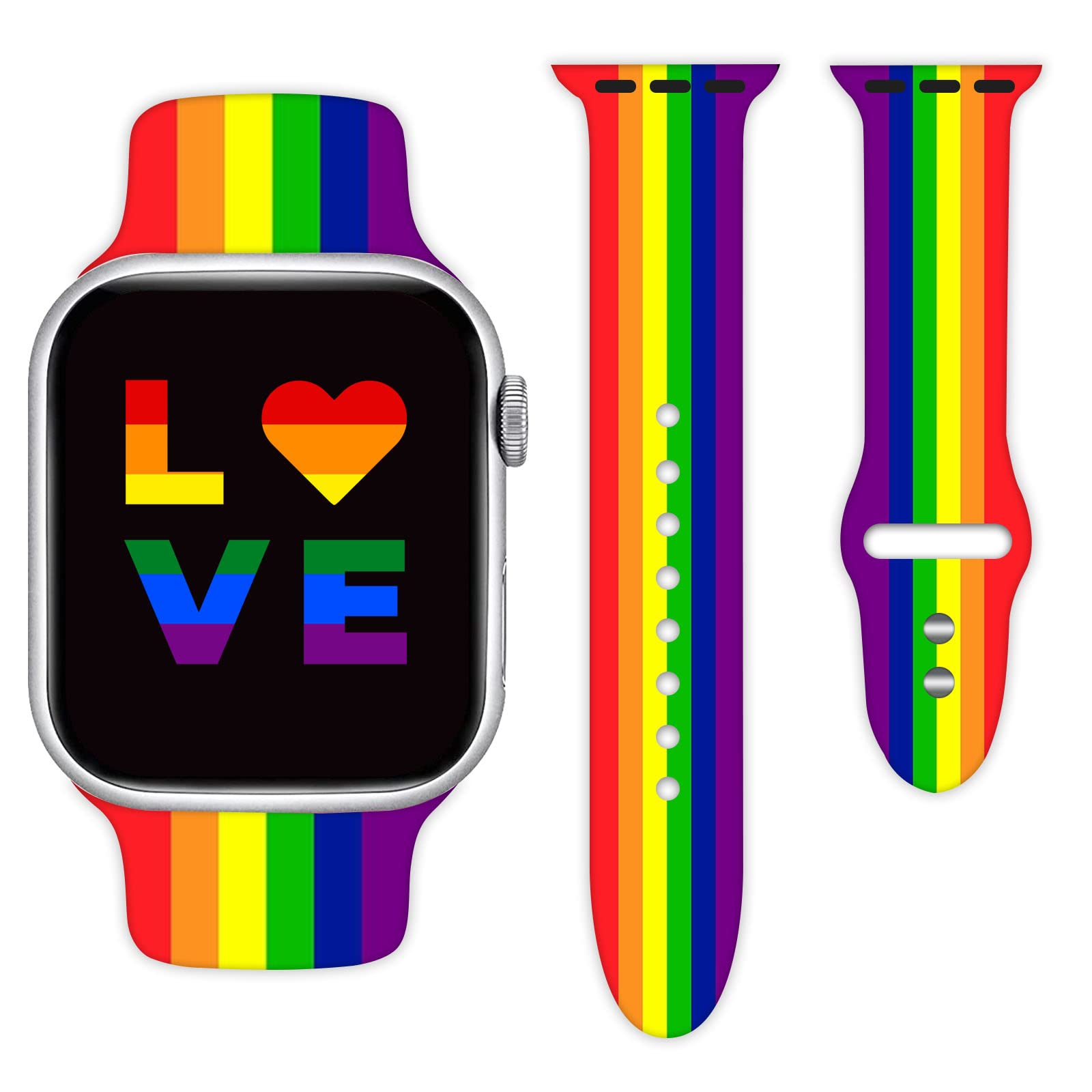 Rainbow Pride Lgbtq Flag Watch Band Compatible With Apple Watch 38Mm 40Mm 41Mm 42Mm 44Mm 45Mm For Women Men Gifts Sport Silicone