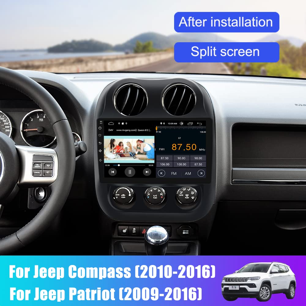 10.1 Inch Car Stereo Radio [2Gram 32Grom] For Jeep Patriot Compass 2010 2016 With Wireless Carplay Android Auto,Android 12 Playe