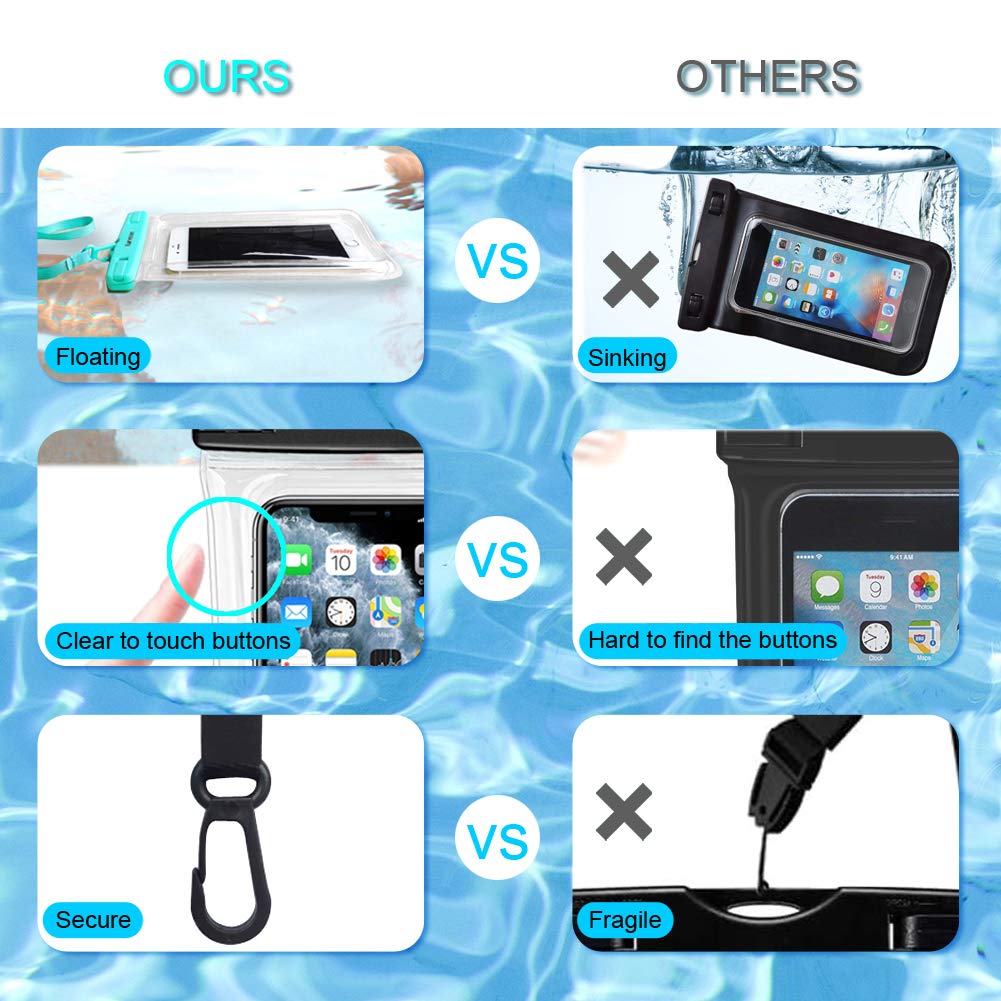 Karvense Waterproof Phone Pouch Case Floating, Waterproof Cell Phone Lanyard Bag/Holder For Iphone, Samsung Galaxy, Pixel, Unive