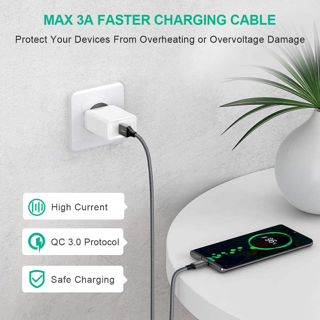 Long Usb C Cable [12Ft, 2 Pack], Etguuds Fast Charging Usb A To Type C Charger Cable Braided For Samsung Galaxy S22 S21 S20 Ultra 5G S10 S10E S9 Note 20 10 9, A10E A20 A33 A32 A50 A70, Lg, Moto, Pixel