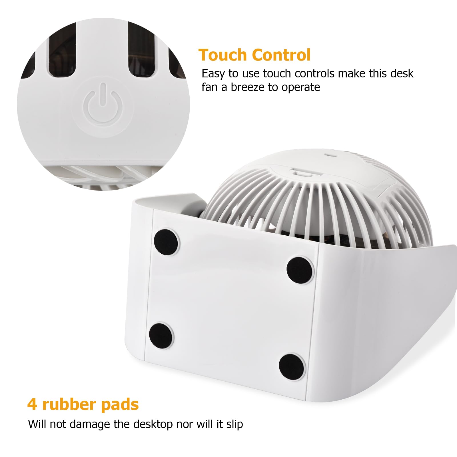 Desk Fan With Strong Airflow, 6.8 Inch Quiet Small Portable Table Fan, Brushless Motor, 3 Speed Settings, 360 Adjustable Tilt He