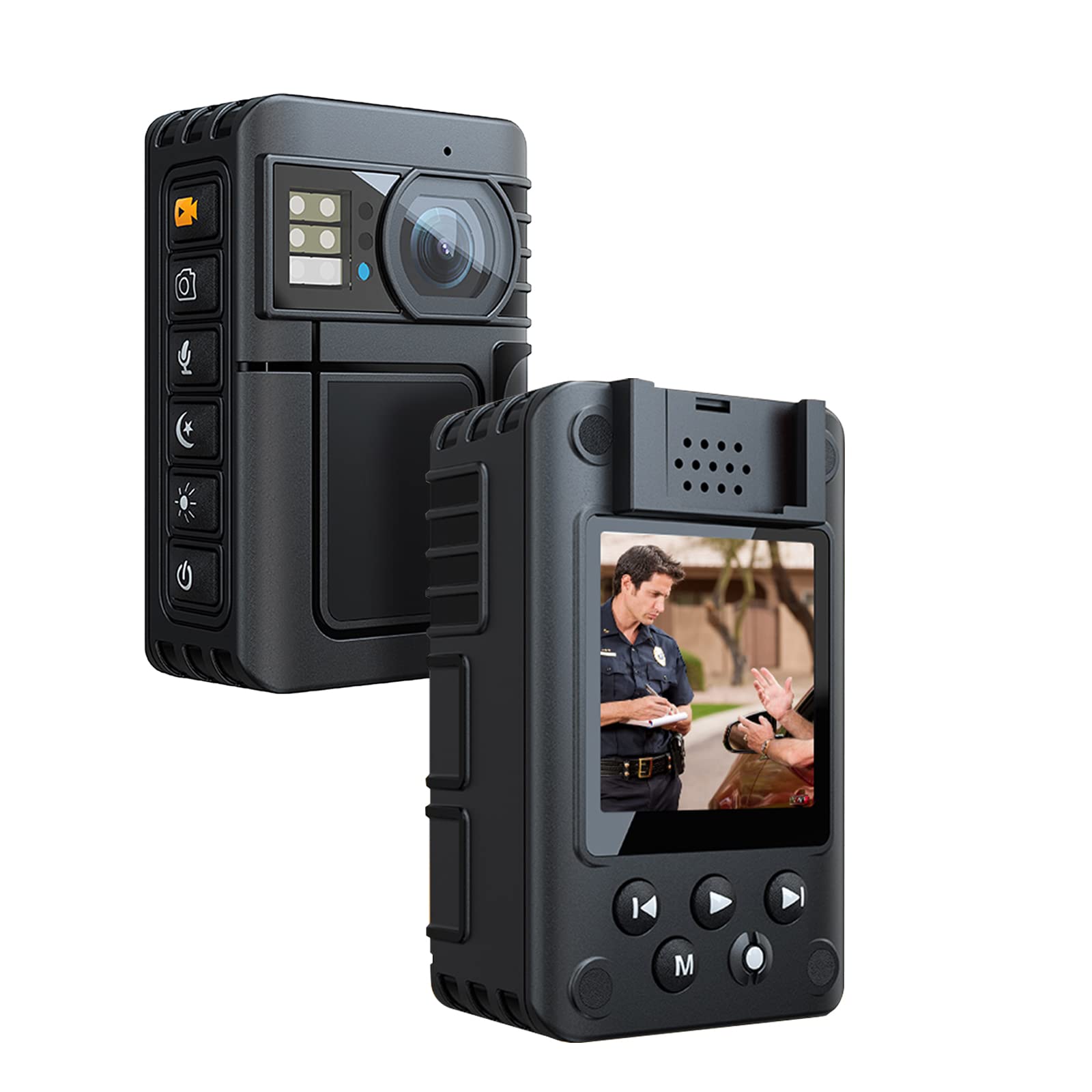 Oncheer 1080P Police Body Camera: Portable Night Vision Video Cam With 64G Sd Card, Waterproof Wearable Security Bodycam, Loop R