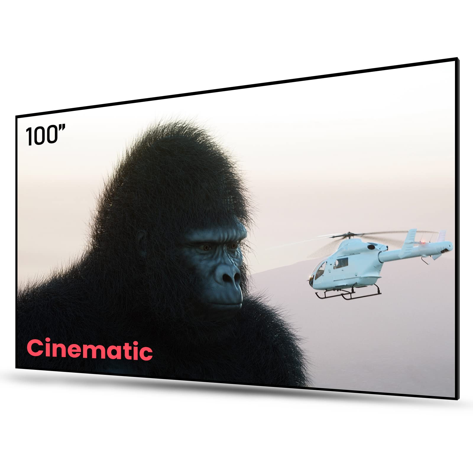 Awol Vision Ambient Light Rejecting (Alr) Projector Screen For Ultra Short Throw(Ust) Projector, 100'' Fixed Frame, 80% Picture