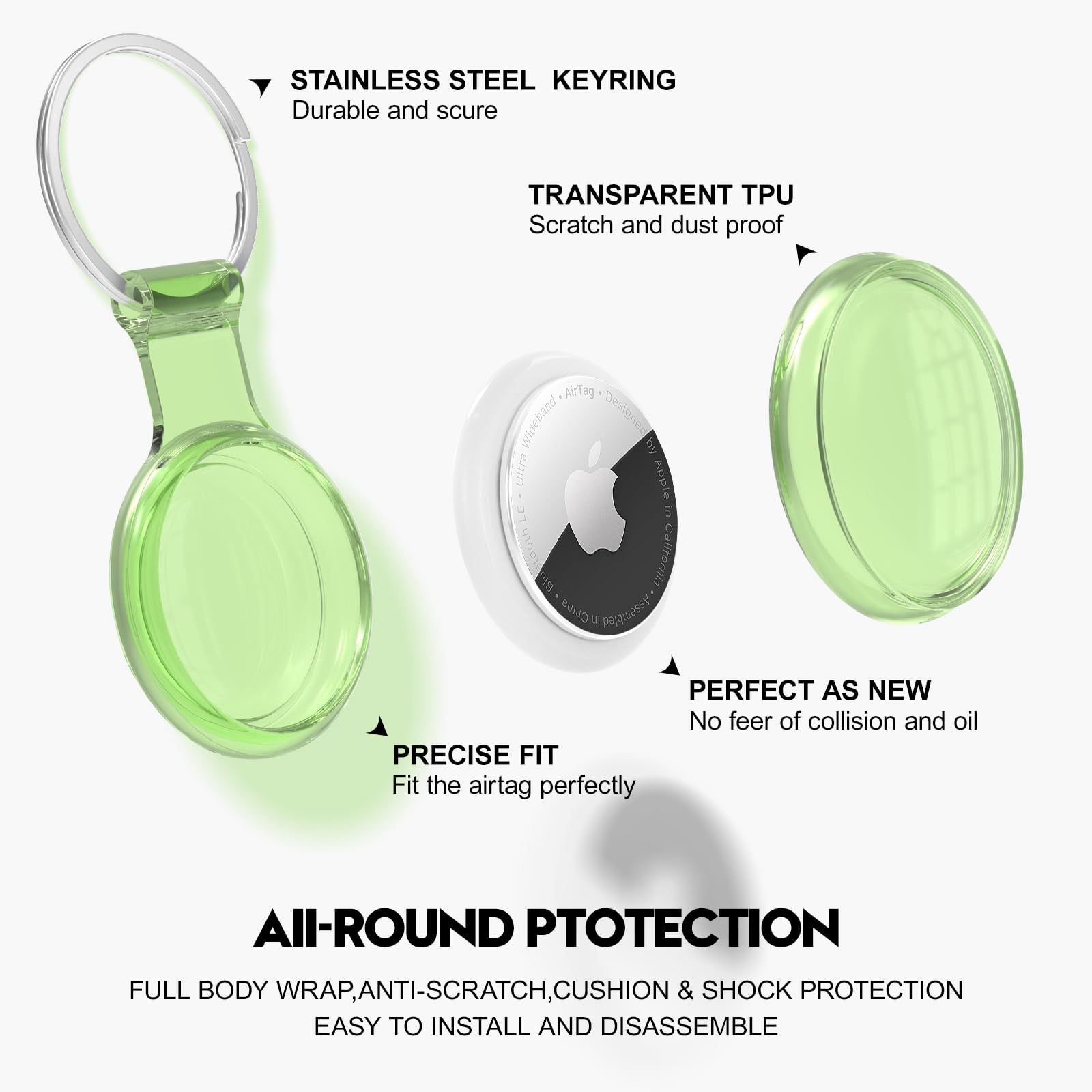 2 Pack Airtag Holder, Airtag Case Compatible With Apple Airtags, Waterproof & Dustproof & Anti Collision Airtag Cover With Multi