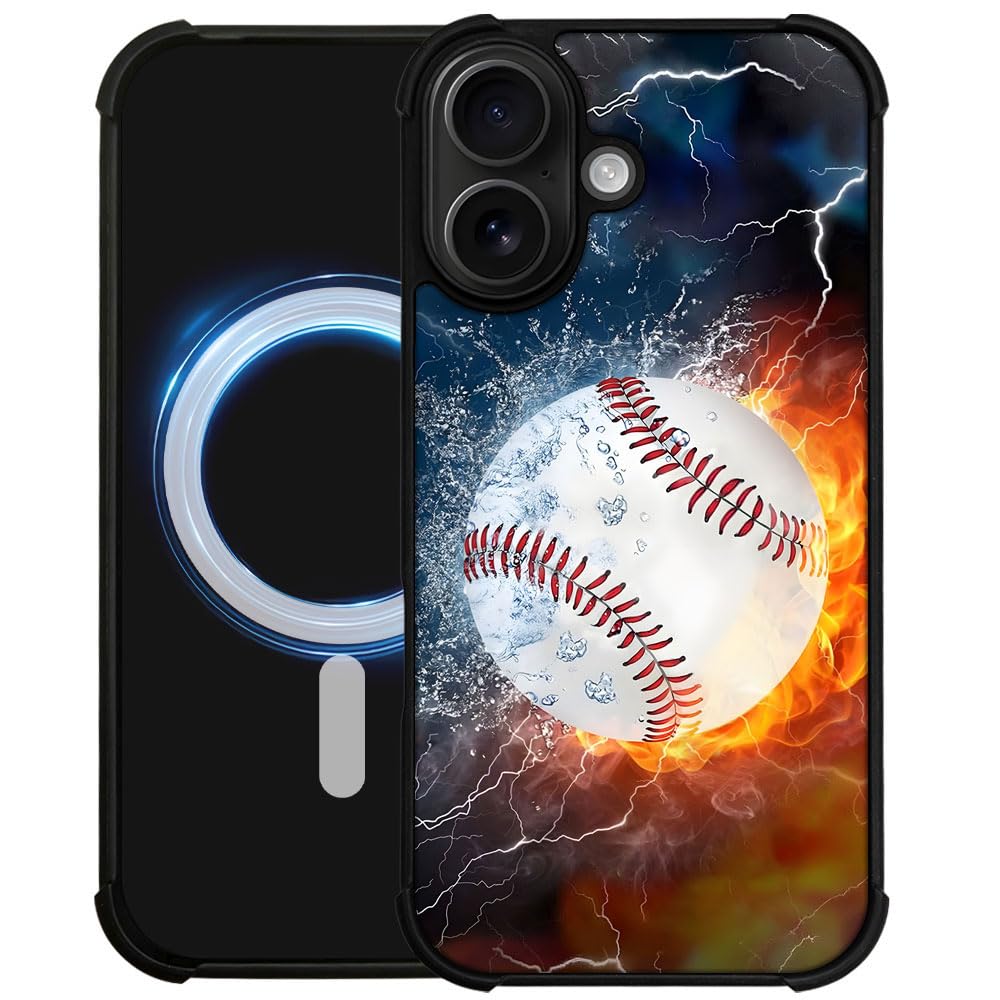 DAIZAG Case for iPhone 17,[Compatible with Magsafe] Air-Guard Corners Shockproof Soft Phone Cover for Boy Men Gift,Ice Fire Base