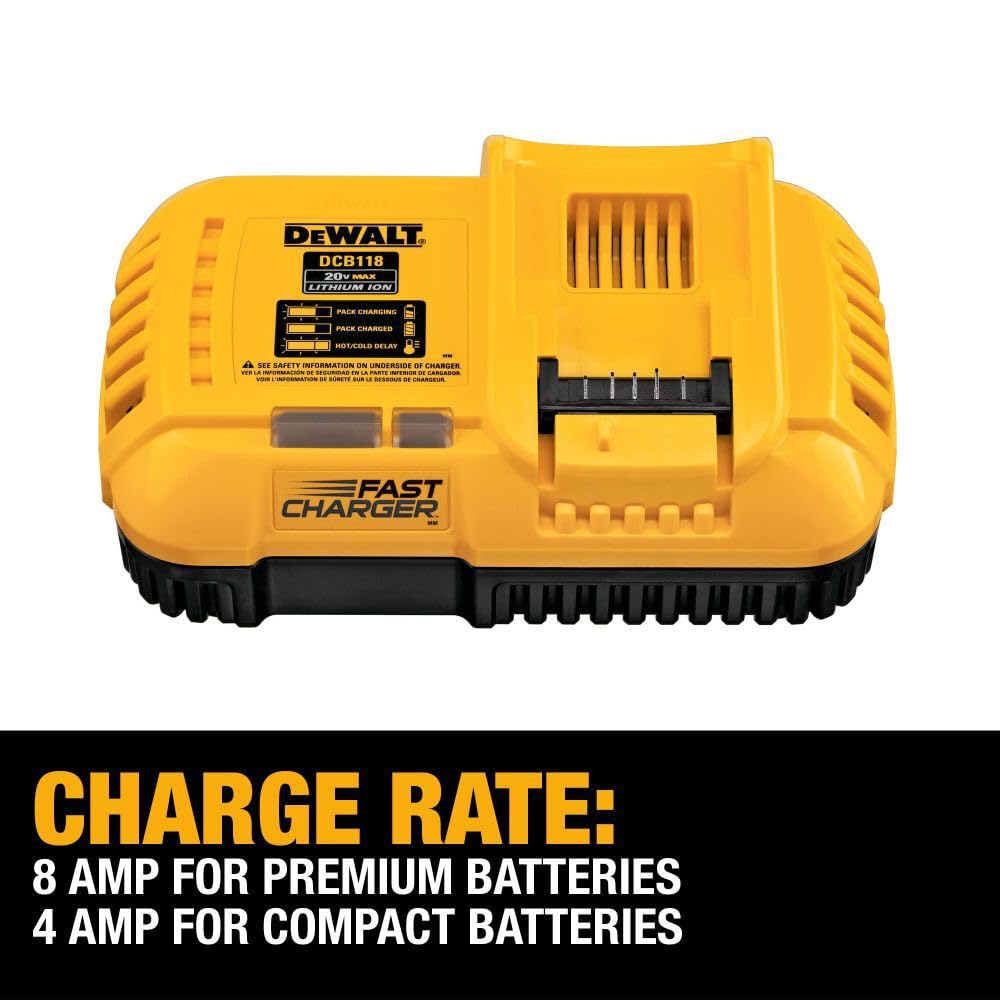 Dewalt 20V Max/Flexvolt Lithium-Ion, Fan Cooled Rapid Battery Charger (Dcb118)