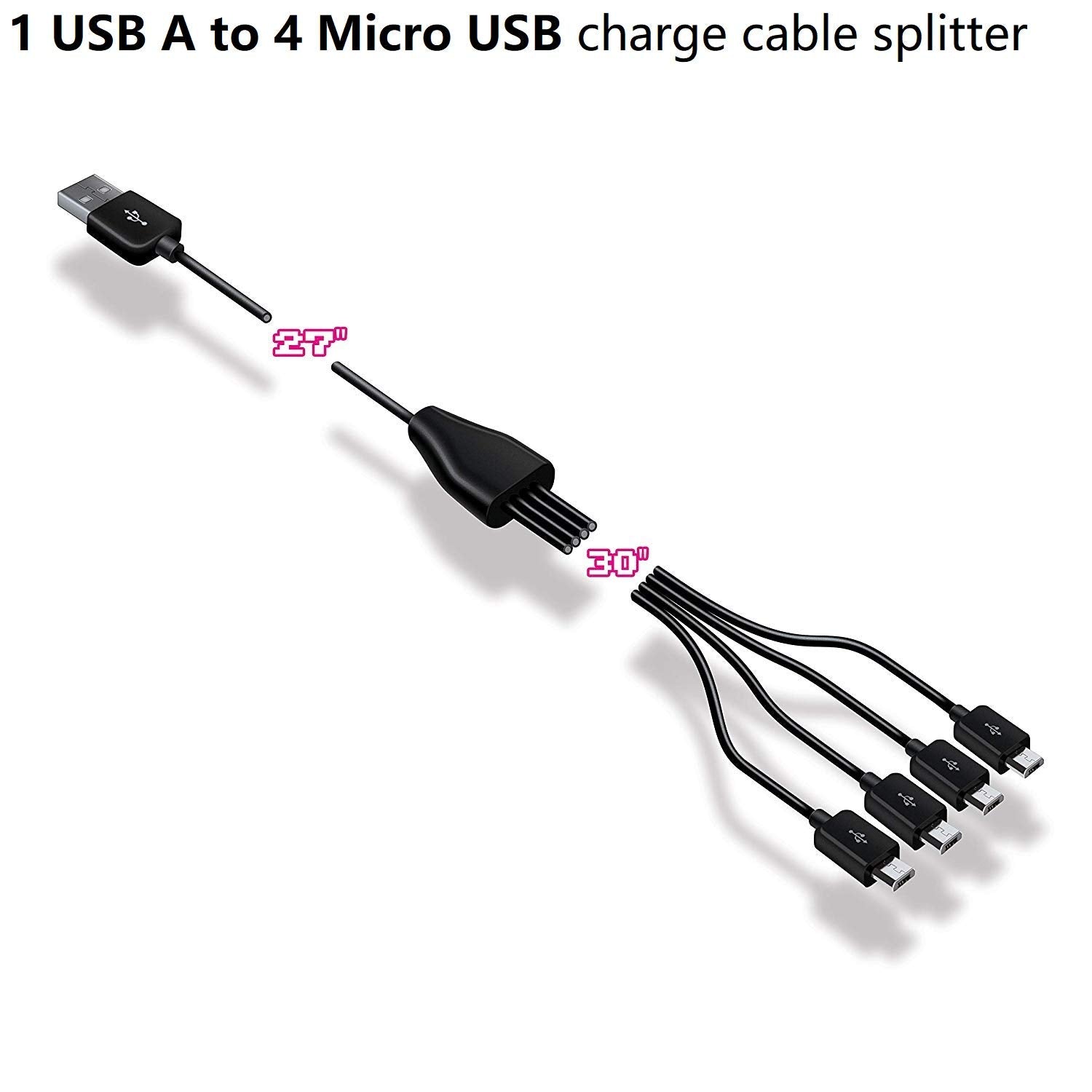 My Arcade My Arcade Multi Cable   Usb Splitter Cable For Micro Player Mini Arcade Cabinets   1 Usb A To 4 Micro Usb   Connects U