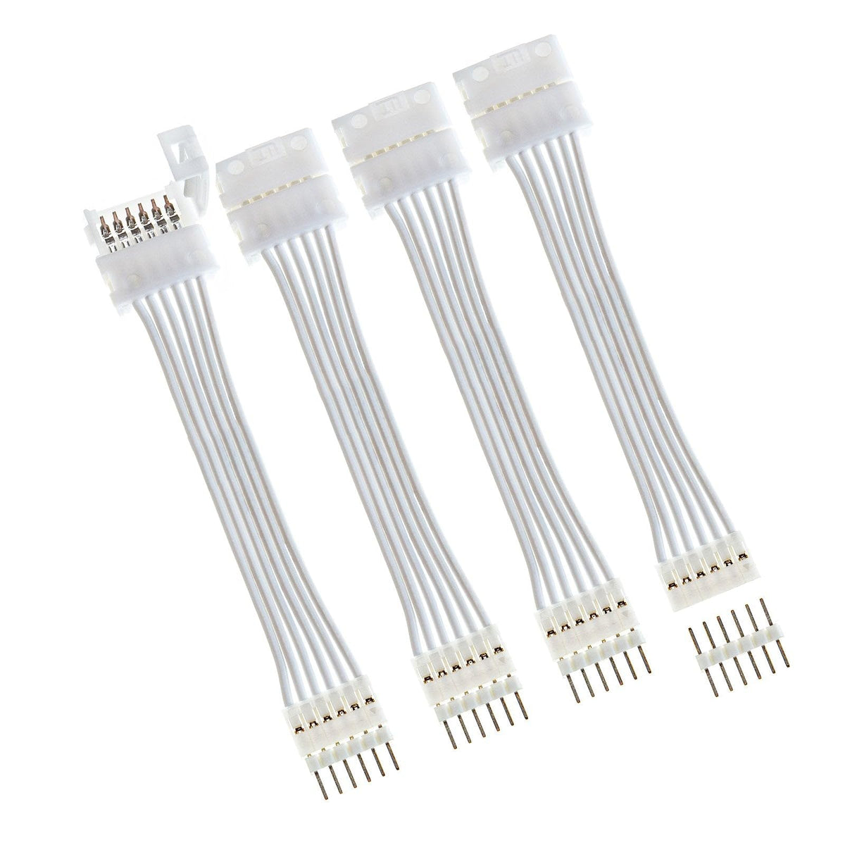 Litcessory 6 Pin To Cut End Extension Connector Compatible With Nanoleaf Essentials Lightstrips (2In, 4 Pack, White)