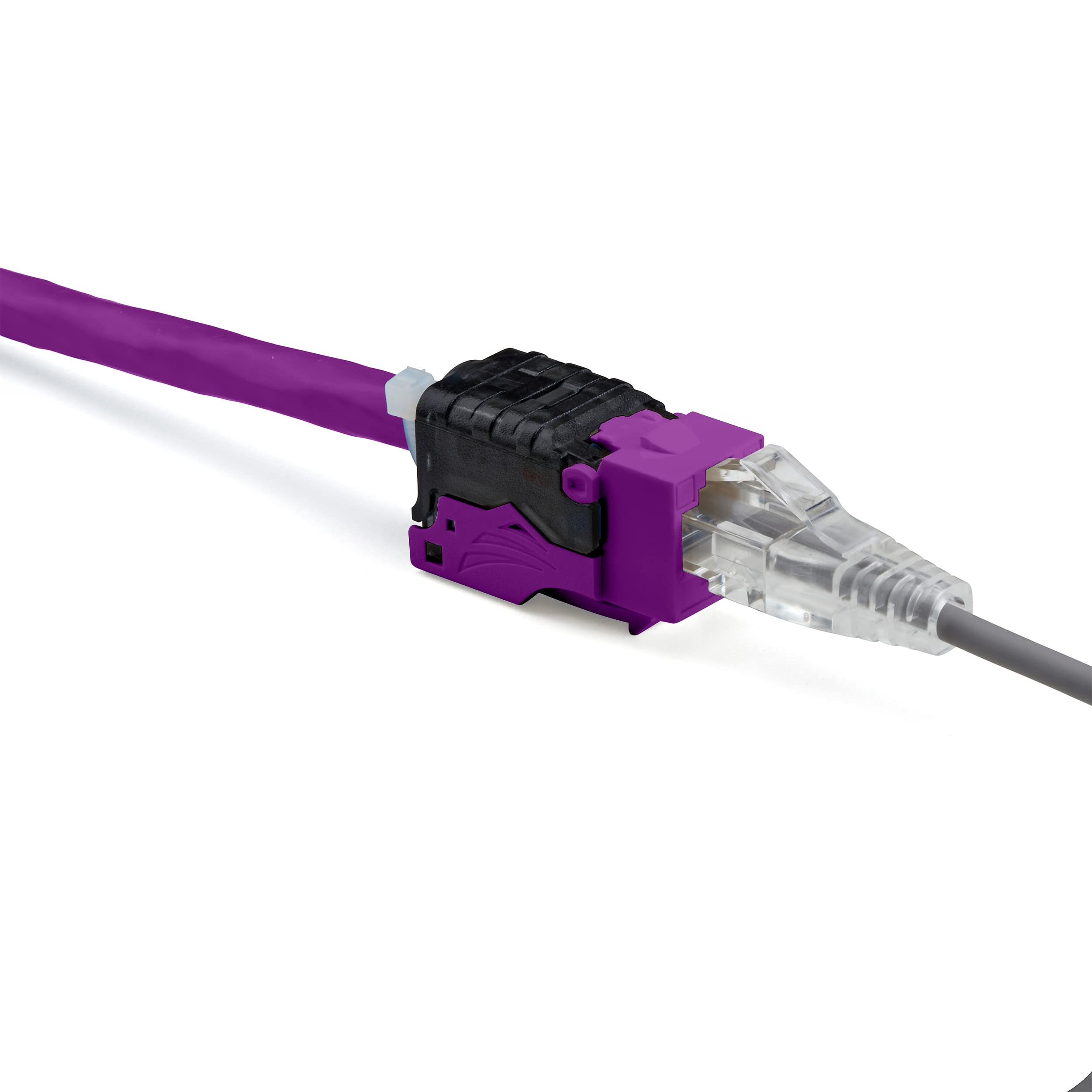 Truecable Cat6A Toolless Keystone Jack, Unshielded (Utp), Poe++ (4Ppoe) 100W, Ul Listed, Etl Verified, Ansi/Tia Certified, Modular Rj45 Female, Purple, 6 Pack
