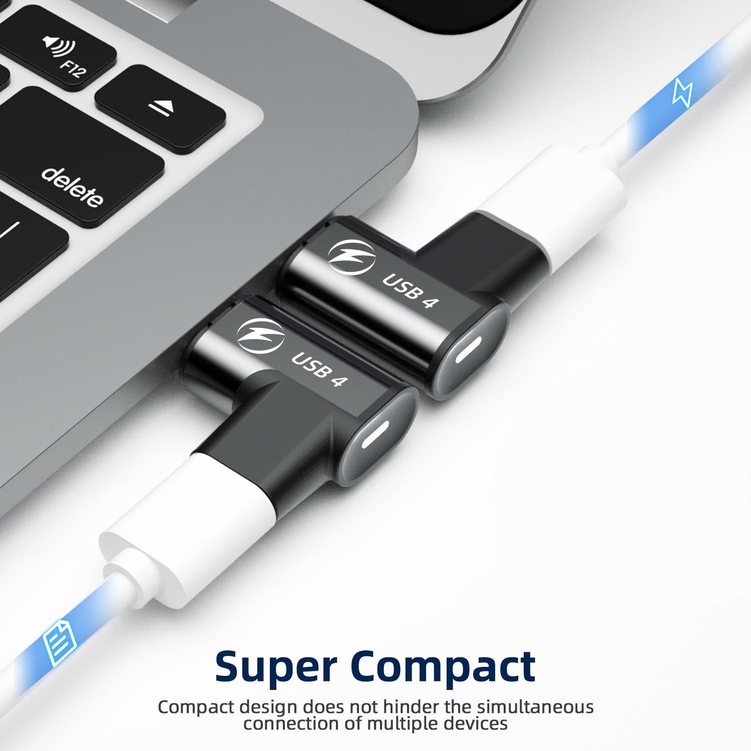 Duhesin 240W Usb C Magnetic Adapter, (2 Pack) Magnetic Usb C Adapter Right Angle 24Pin With Usb4 40Gbps 8K 60Hz For Iphone 16/15 Series, Thunderbolt 3/4, Macbook Pro/Air And More Type C Devices