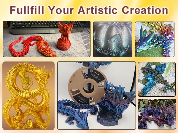 Lovoon 3D Printer Filament Silk Gold, Pla Filament 1.75Mm Shiny Silk Gold, Silky Gold Pla Surface, Easy To Print For 3D Printers