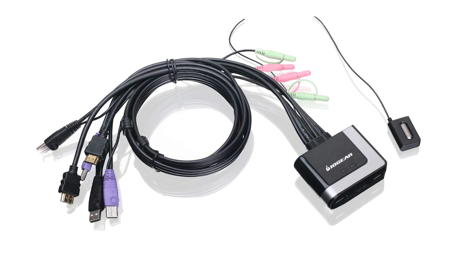 Iogear 2 Port Usb Hdmi Cabled Kvm Switch   1920 X 1200 60Hz   Hotkey Or Remote Button Switch   2.1 Stereo   Usb 2.0 Mouse Port C