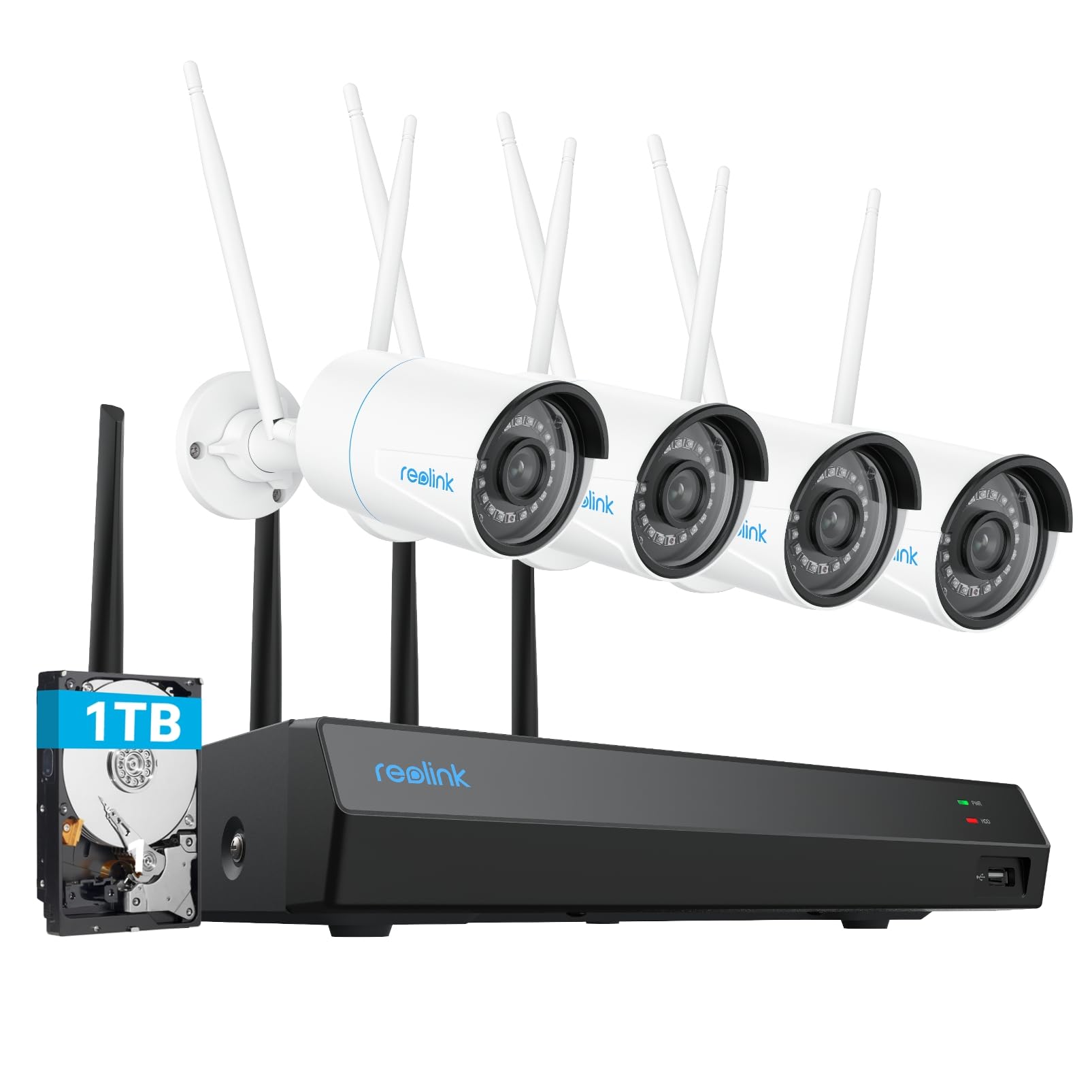 Reolink 5Mp Security Camera System, 5/2.4Ghz Dual Band Wi Fi, 16Ch Nvr With 1Tb Hdd, Expandable To 16Tb, Full Metal Material Plug In Cameras, Smart Detection, 24/7 Recording, Rlk12 500Wb4