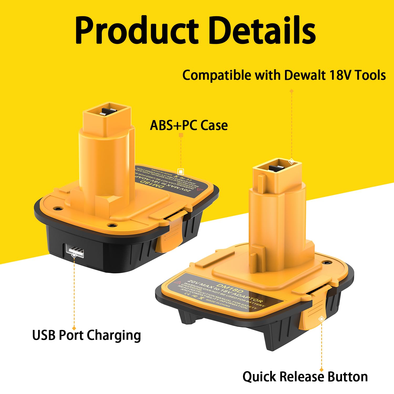 Kzreect 2Pack Dm18D Adapter Converter For 18V Tools With Usb Port, Compatible With Dewalt 20V Battery, Compatible With Milwaukee