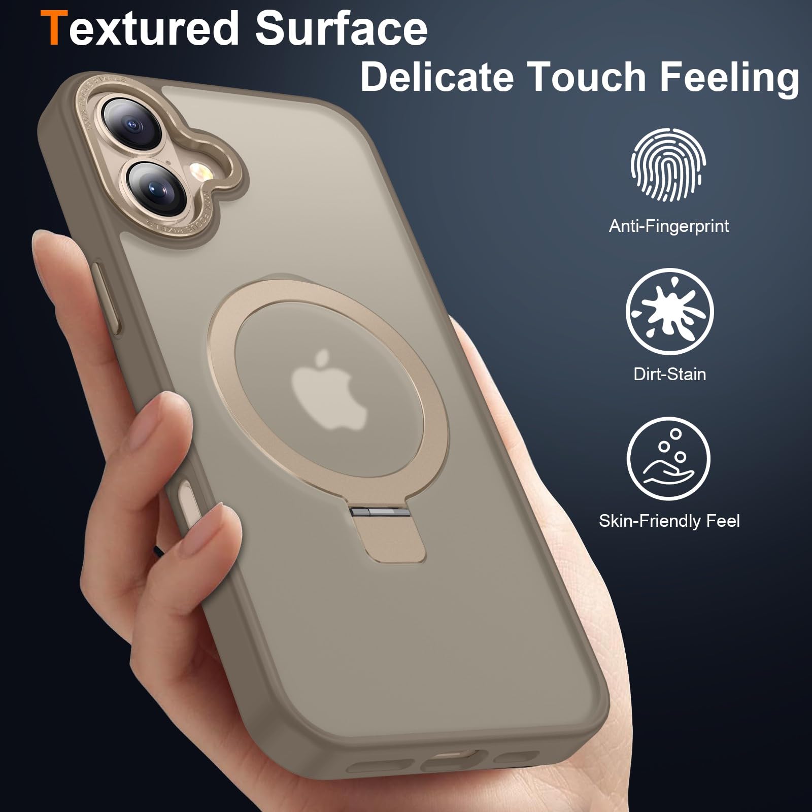 Lufanbis Magnetic For Iphone 16 Case With Ring Stand, [10 Ft Drop Protection] [Velvety Touch] Slim Translucent Matte Back Shockp